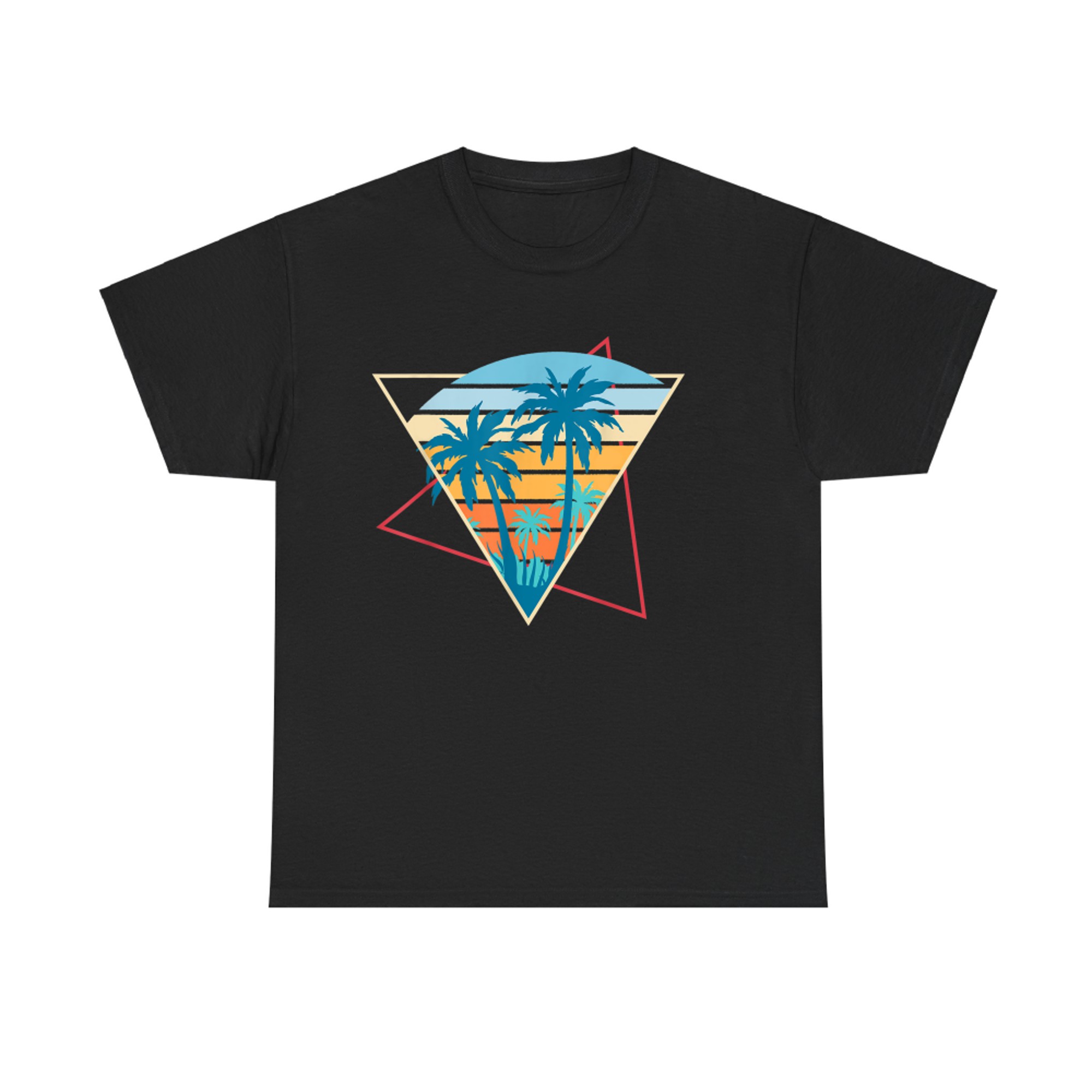 Retro Beach Sunset Vacation Palm Trees Tropical Summer T-Shirt