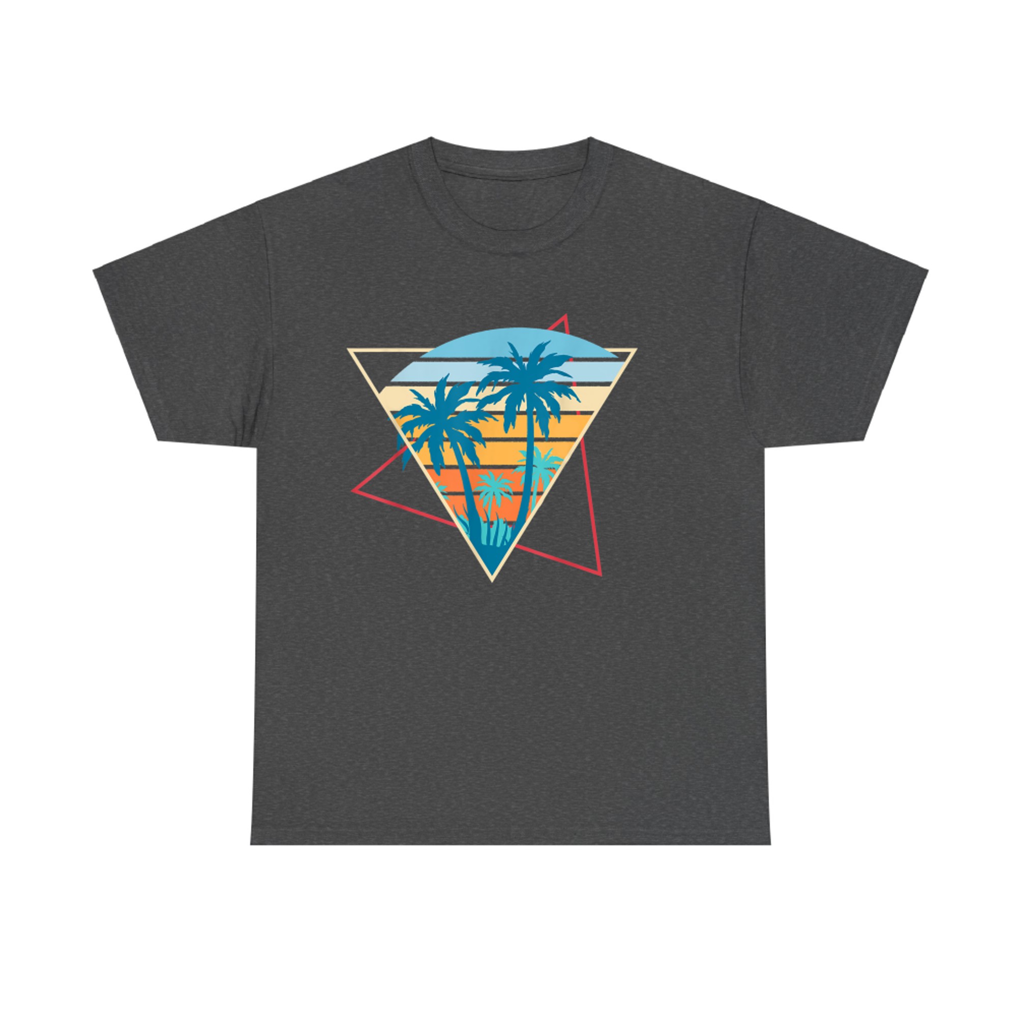 Retro Beach Sunset Vacation Palm Trees Tropical Summer T-Shirt
