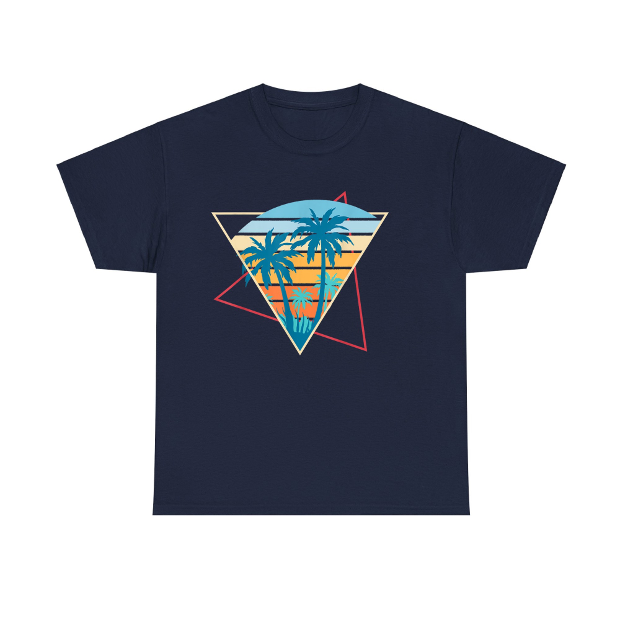 Retro Beach Sunset Vacation Palm Trees Tropical Summer T-Shirt
