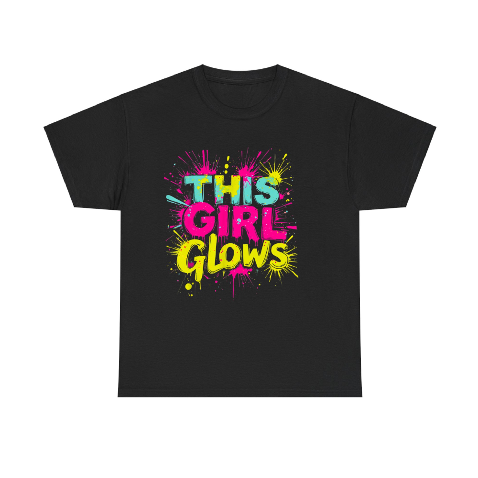 This Girl Glows Retro Tie Dye Neon Bright Colors 80s 90s Aesthetic T-Shirt