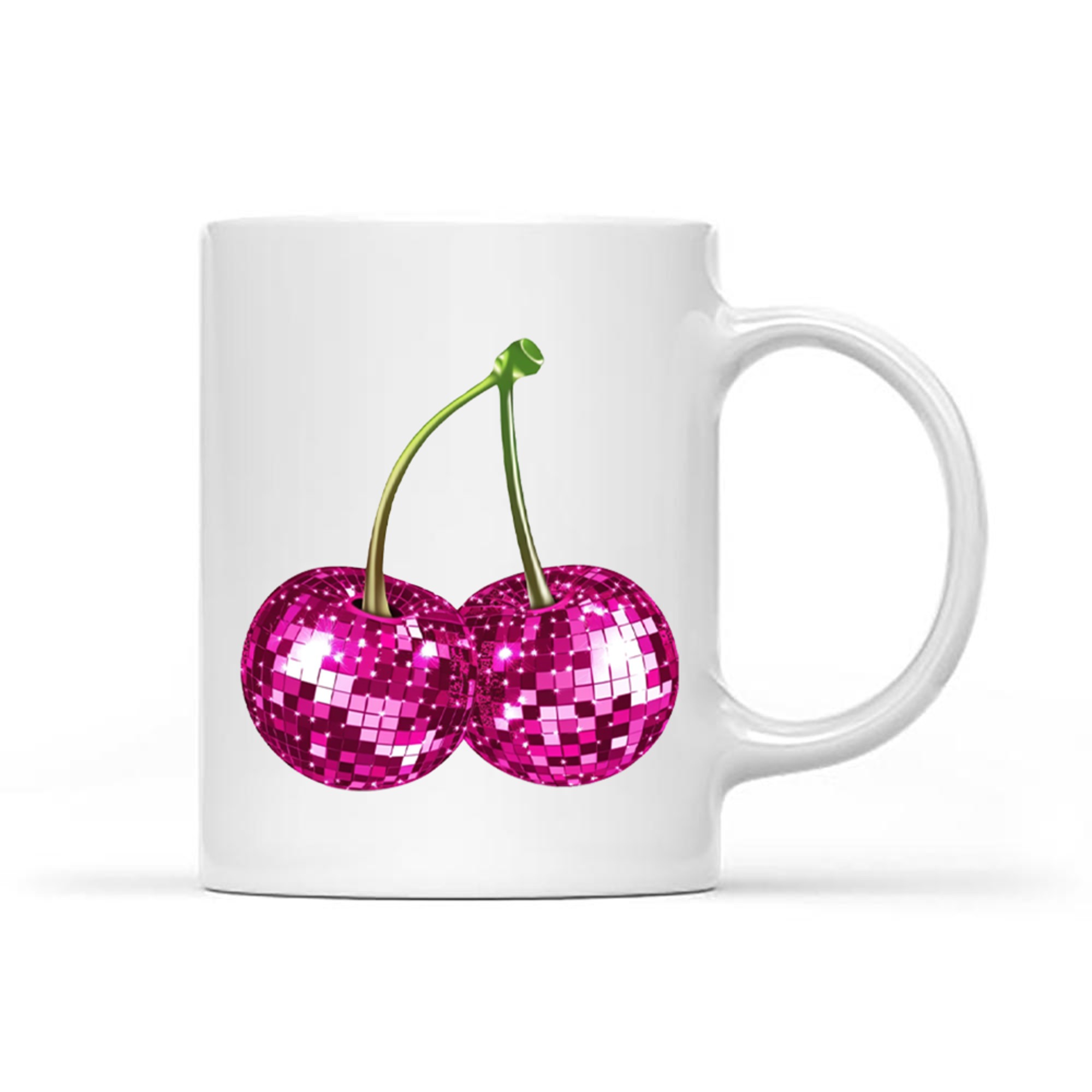 Aesthetic Trendy Y2K Pink Cherry Disco Ball Mug
