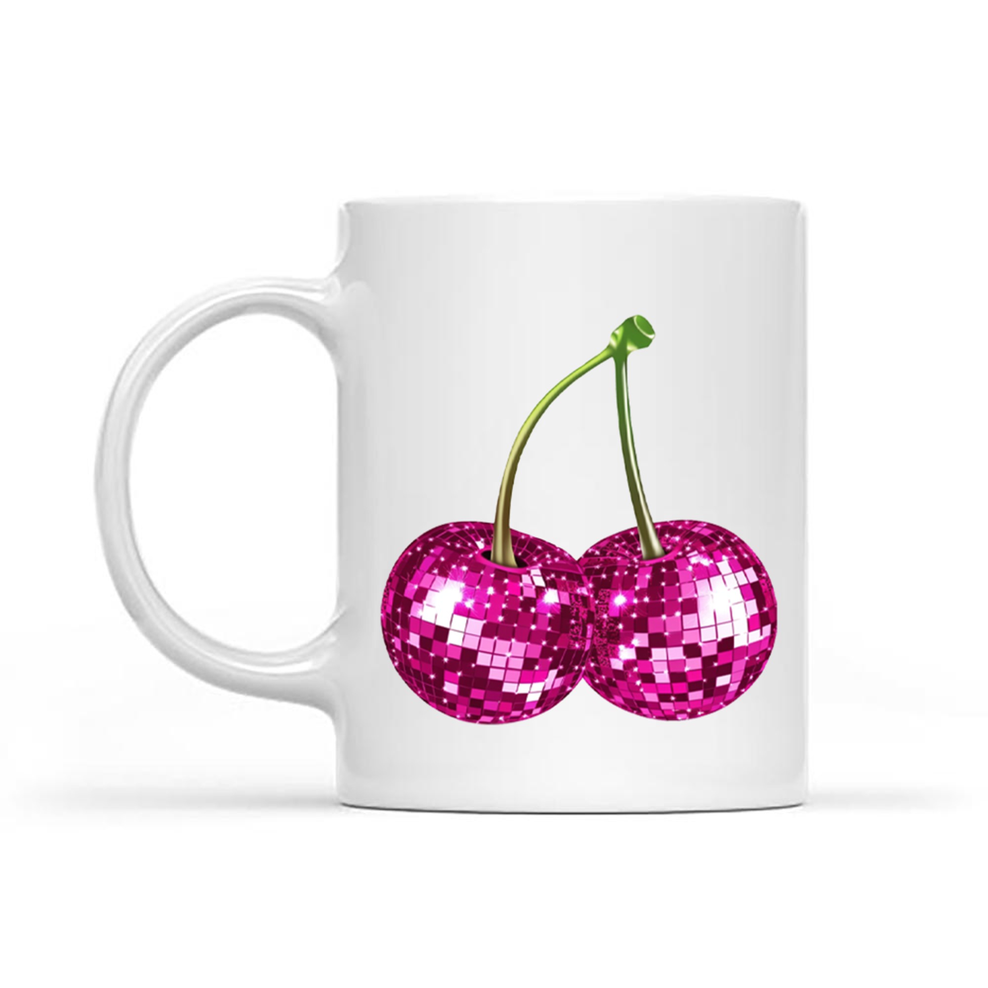 Aesthetic Trendy Y2K Pink Cherry Disco Ball Mug