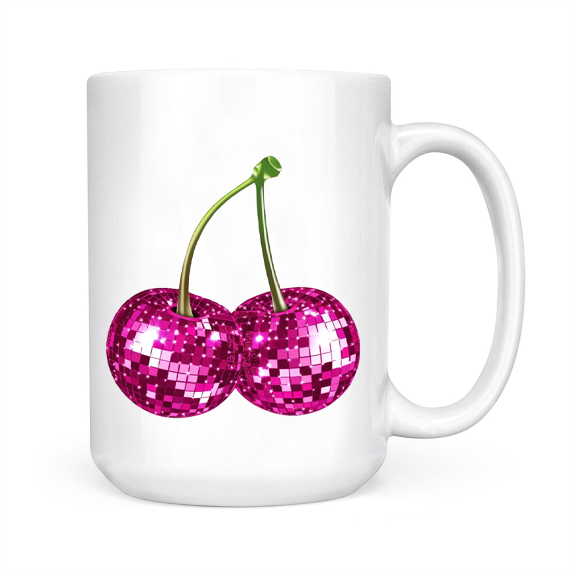 Aesthetic Trendy Y2K Pink Cherry Disco Ball Mug