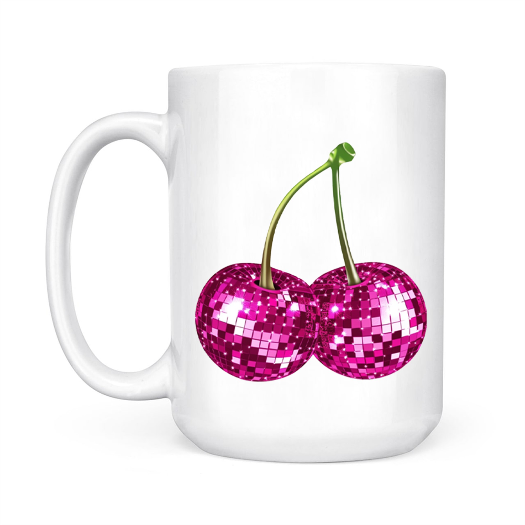 Aesthetic Trendy Y2K Pink Cherry Disco Ball Mug