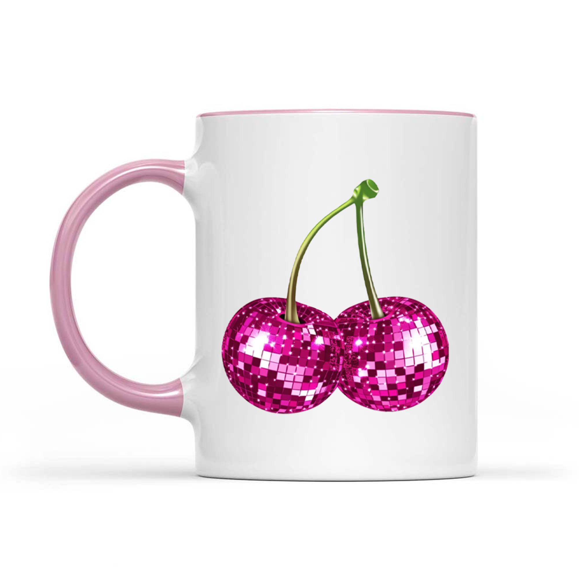 Aesthetic Trendy Y2K Pink Cherry Disco Ball Mug
