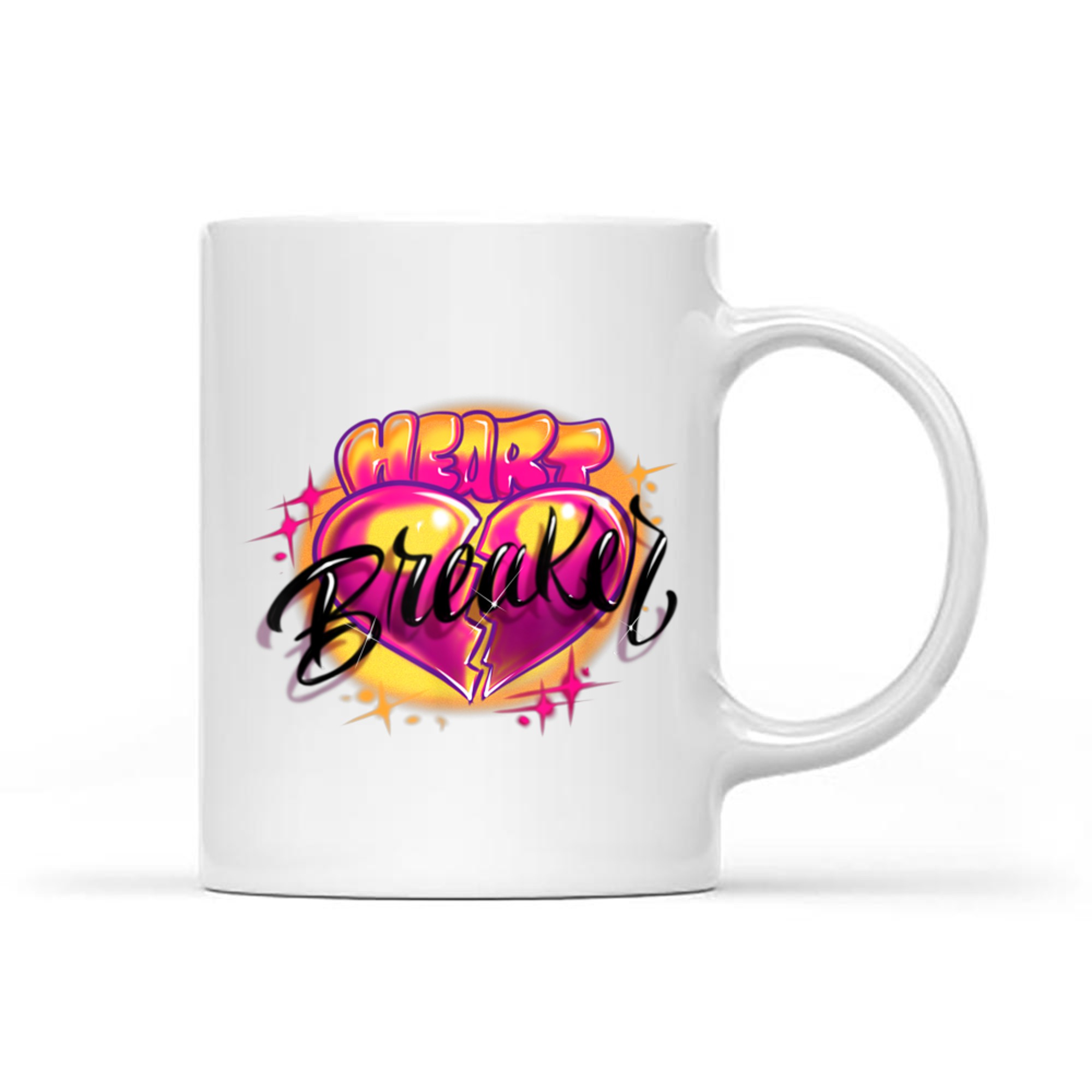 Airbrush Pink Swirls Heart Breaker 90s Y2K Throwback Mug