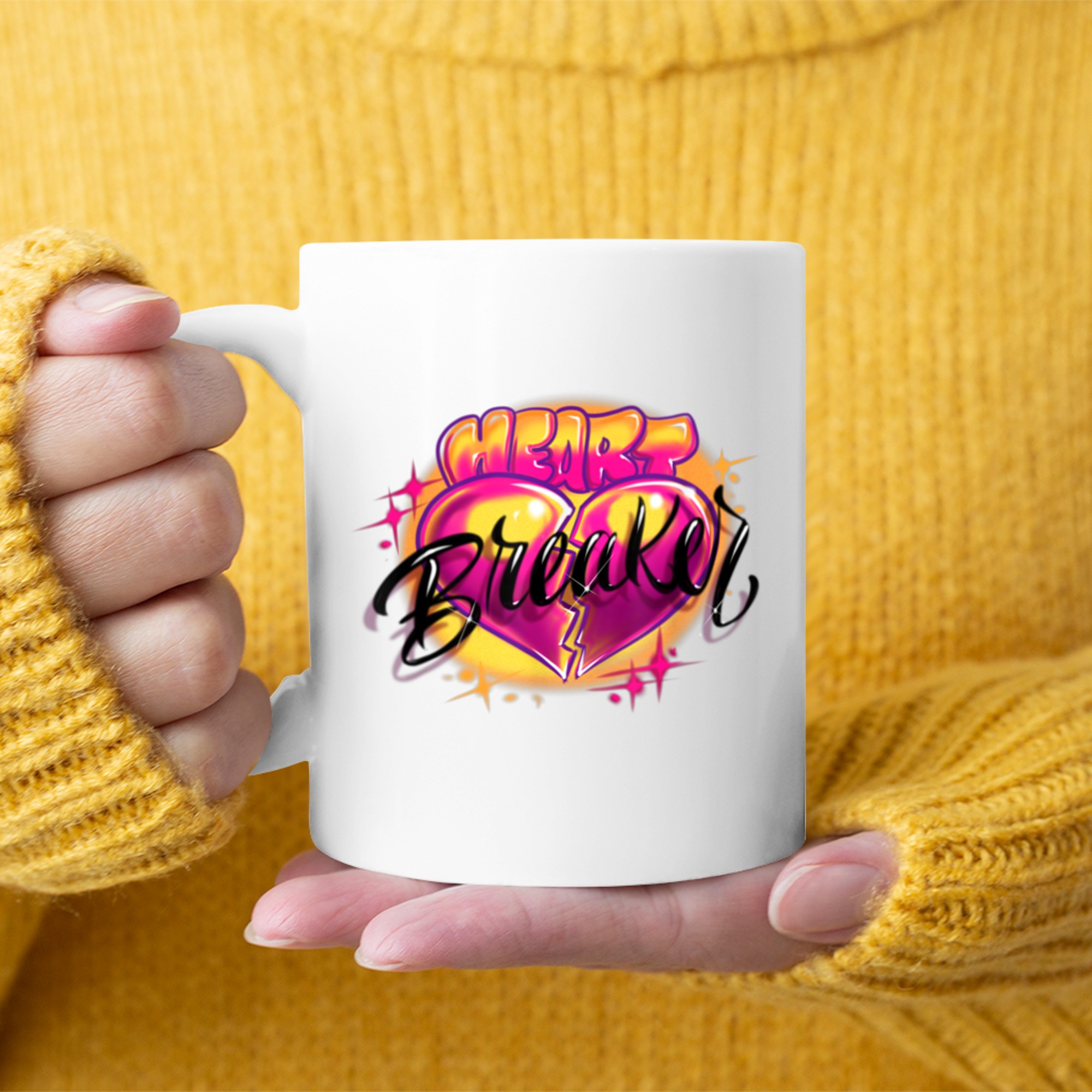 Airbrush Pink Swirls Heart Breaker 90s Y2K Throwback Mug