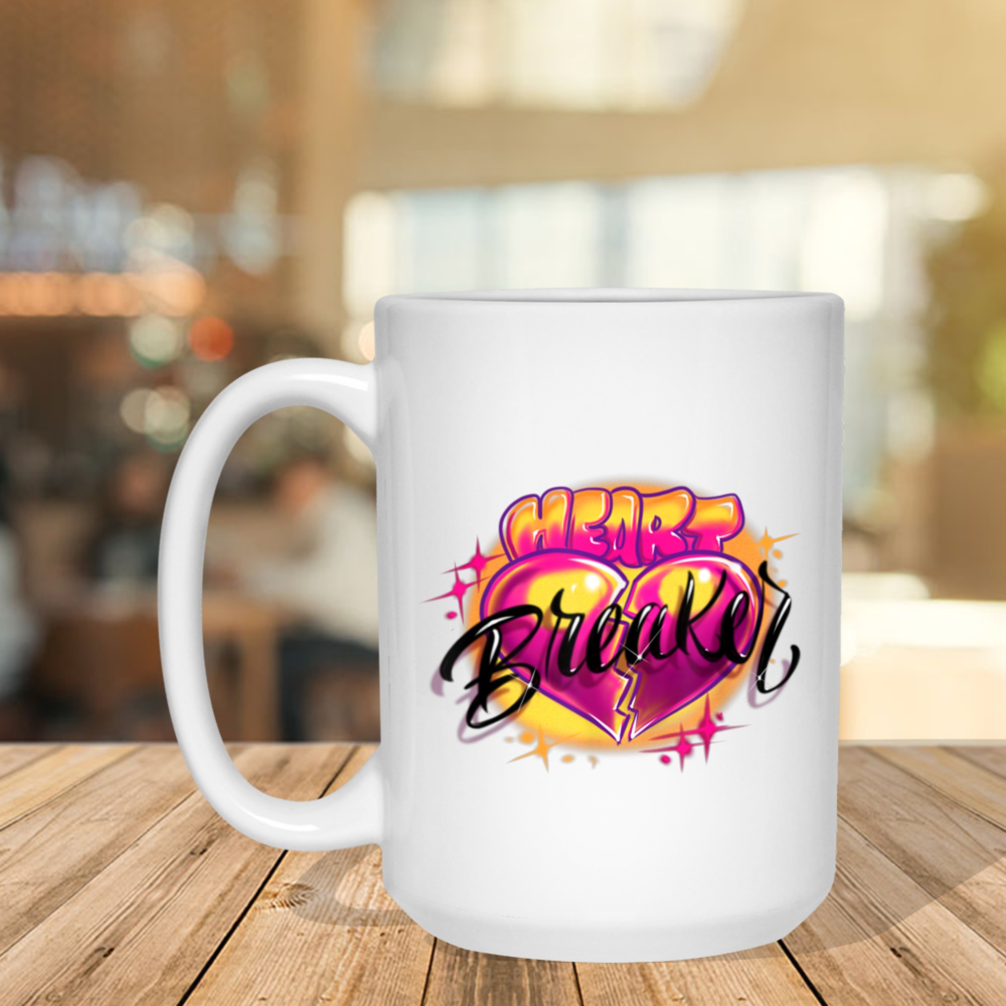 Airbrush Pink Swirls Heart Breaker 90s Y2K Throwback Mug