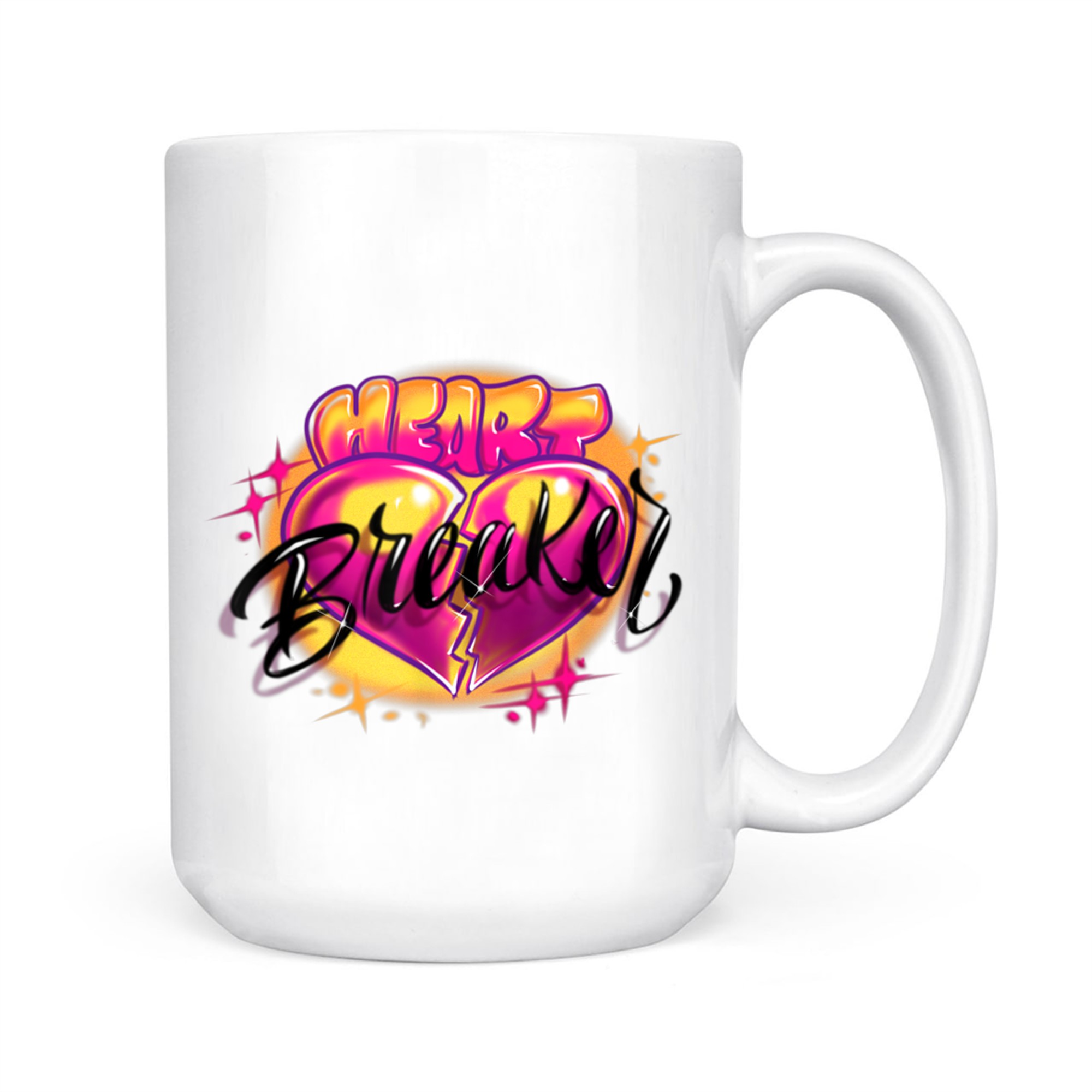 Airbrush Pink Swirls Heart Breaker 90s Y2K Throwback Mug