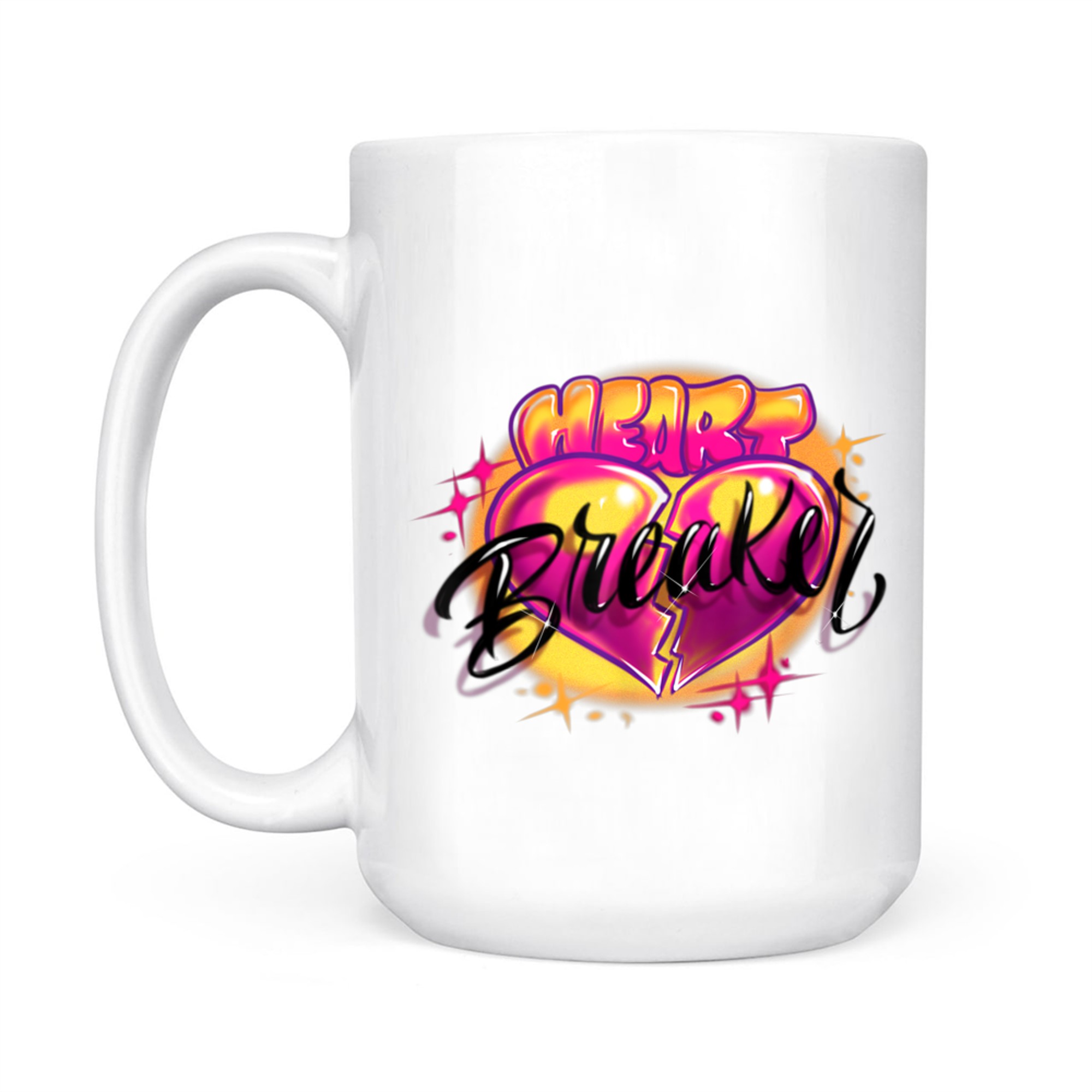 Airbrush Pink Swirls Heart Breaker 90s Y2K Throwback Mug