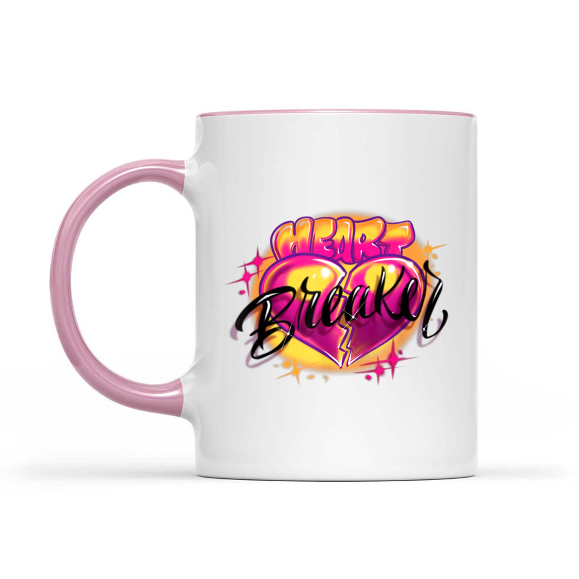 Airbrush Pink Swirls Heart Breaker 90s Y2K Throwback Mug