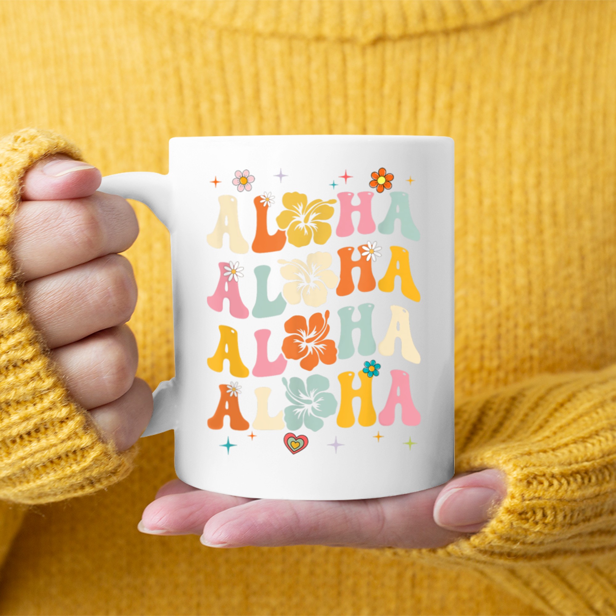 Aloha Women Hawaii Family Vacation Trip Girls Summer Groovy Mug