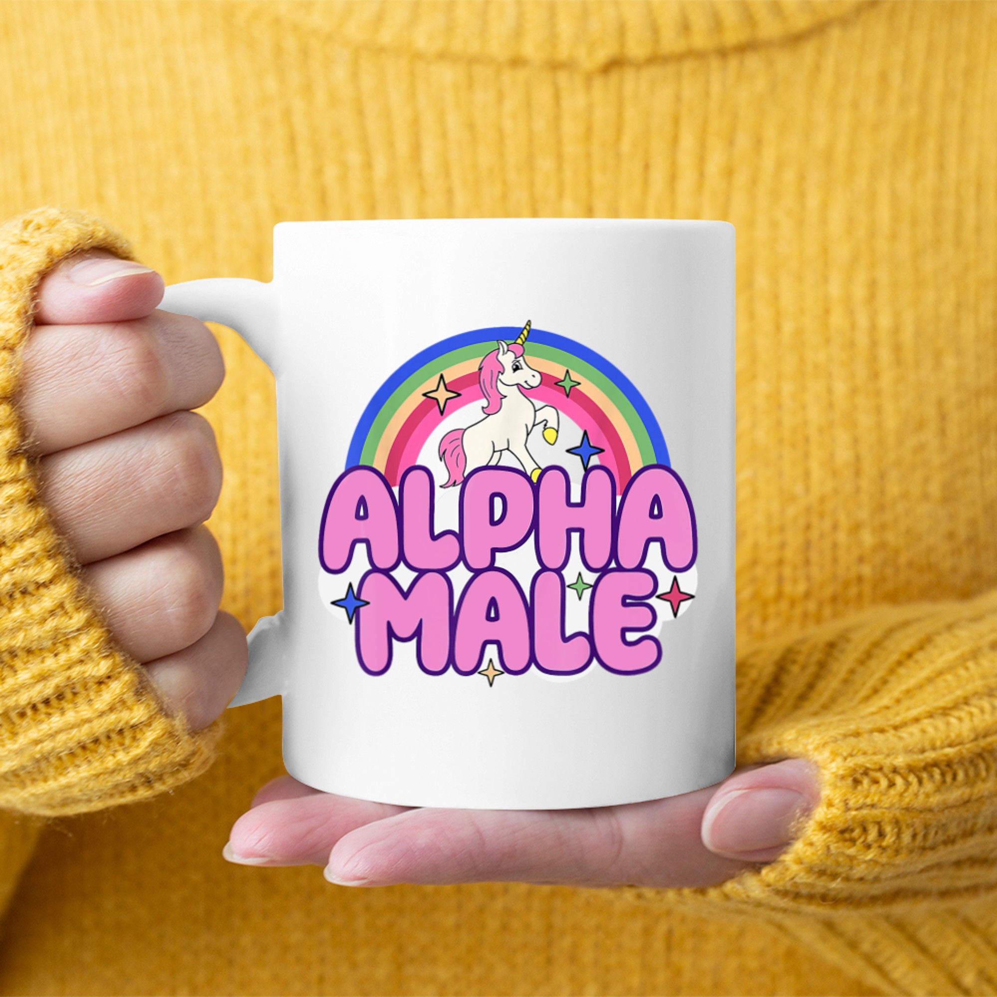 Alpha Male Unicorn Funny Sarcastic Ironic Weird Y2K Humor Mug