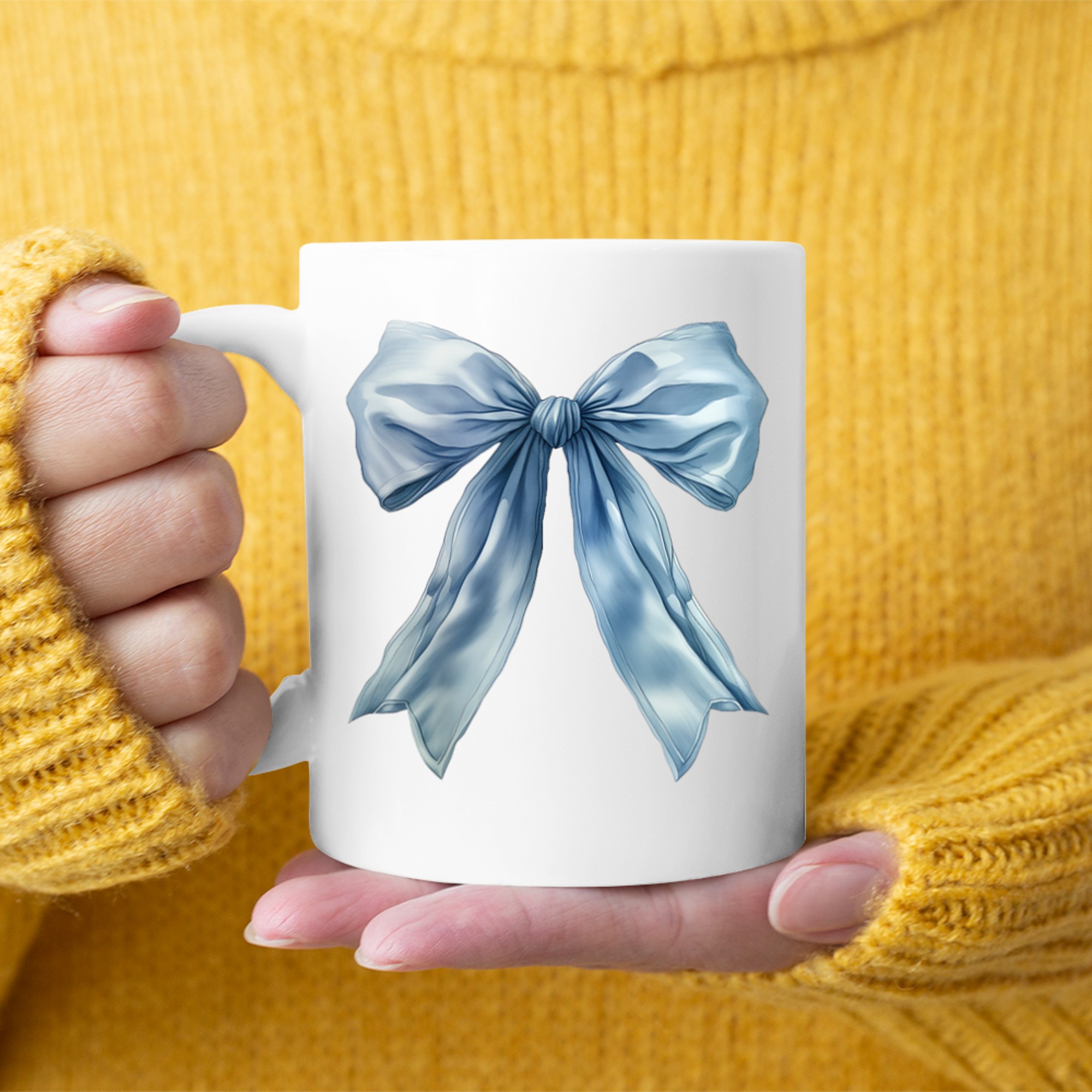 Baby Blue Bow Cute Y2k Clean Girl Aesthetic Mug