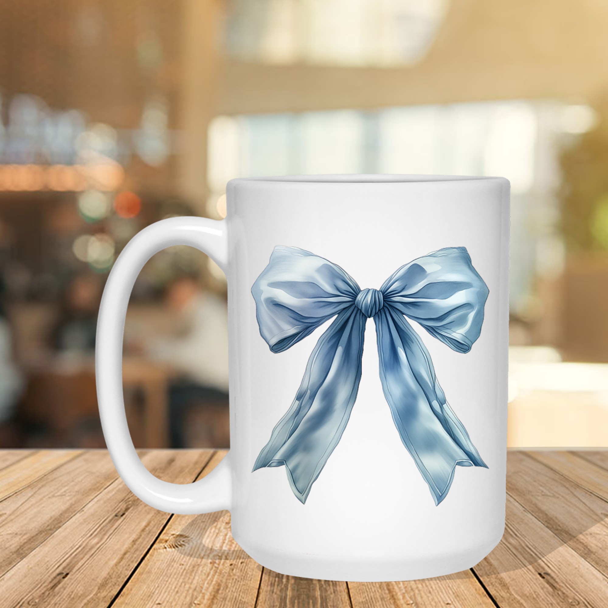 Baby Blue Bow Cute Y2k Clean Girl Aesthetic Mug