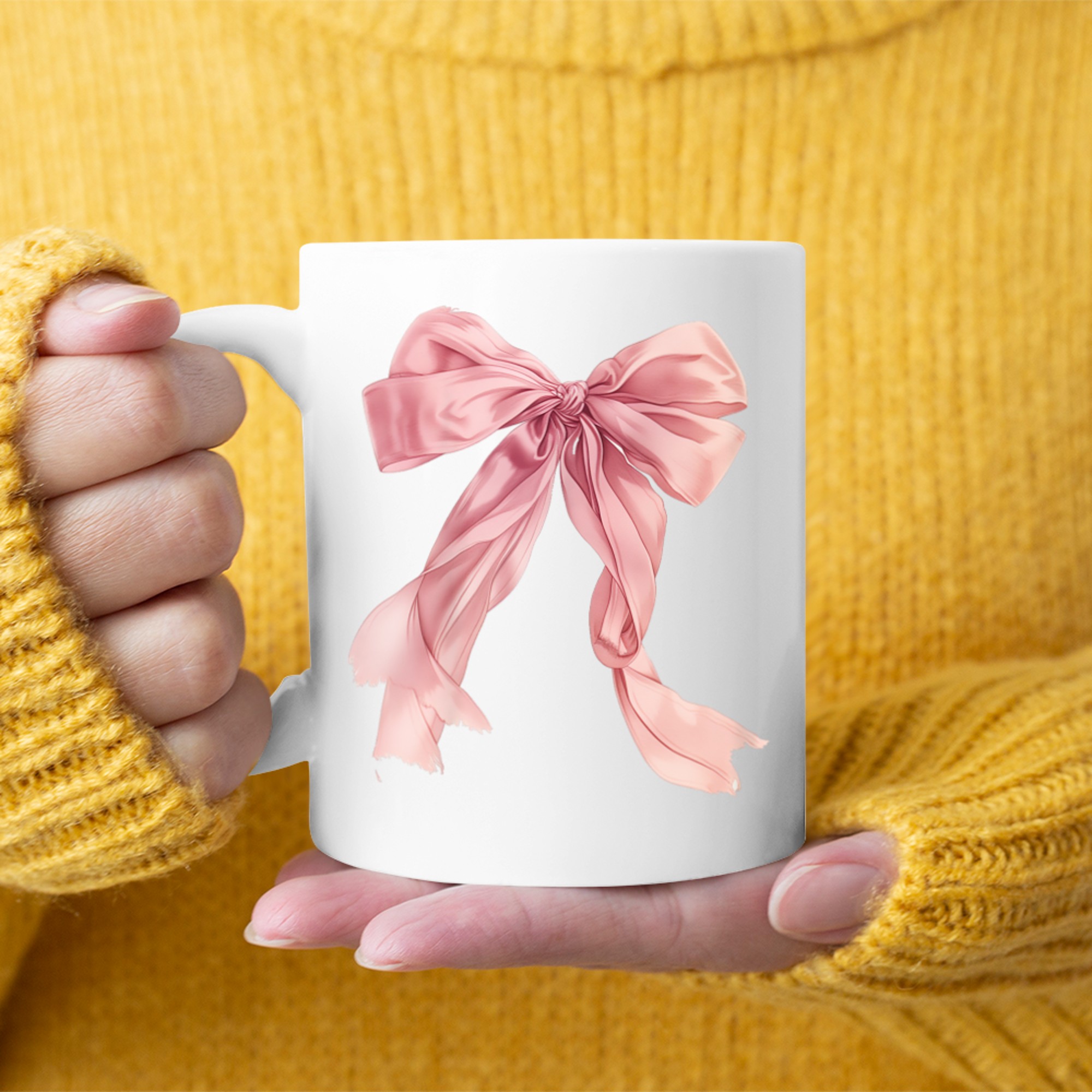 Baby Pink Bow Cute Y2K Clean Girl Aesthetic Mug