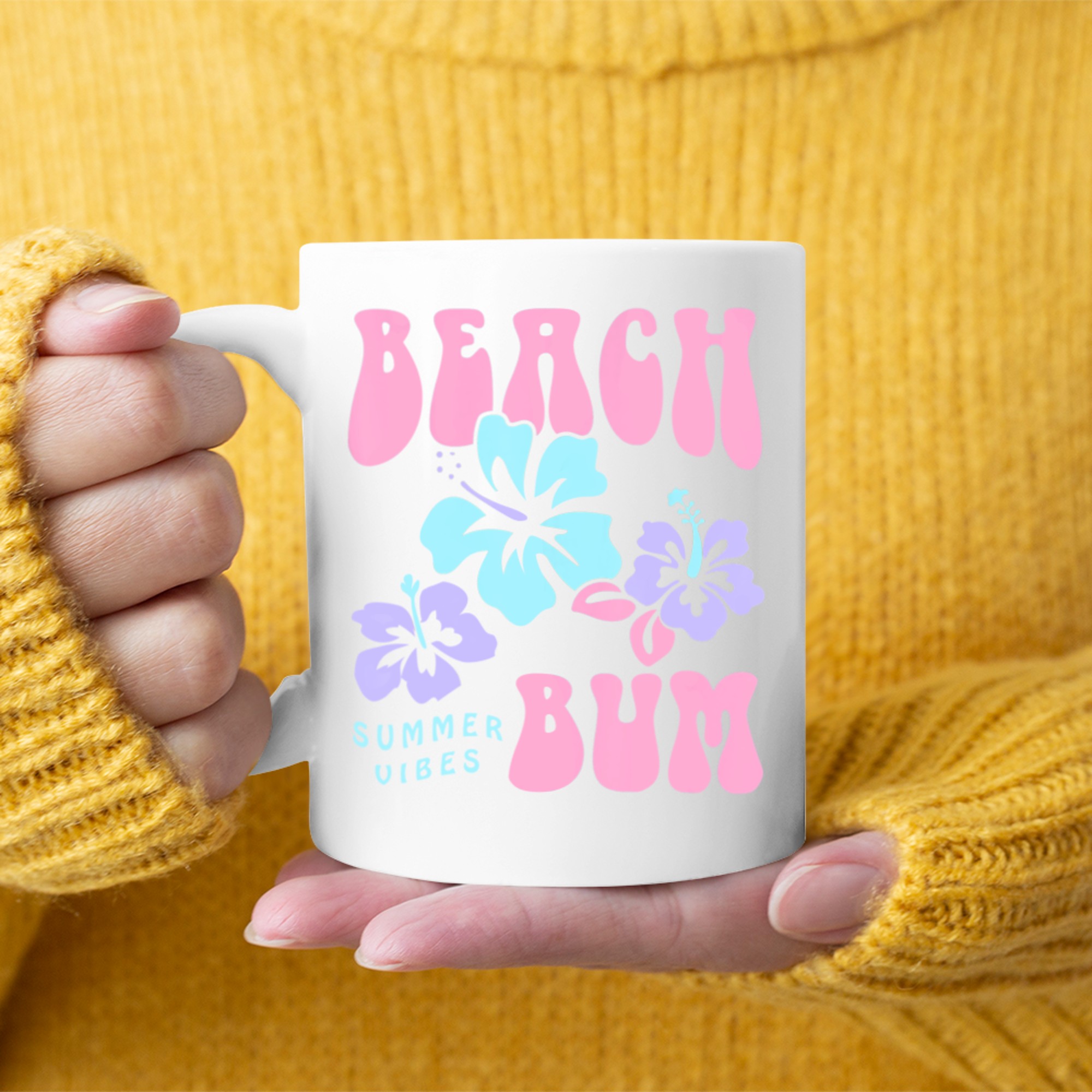 Beach Bum Summer Vibes Coconut Girl Pastel Graphic Trendy Y2k 90s Retro Mug