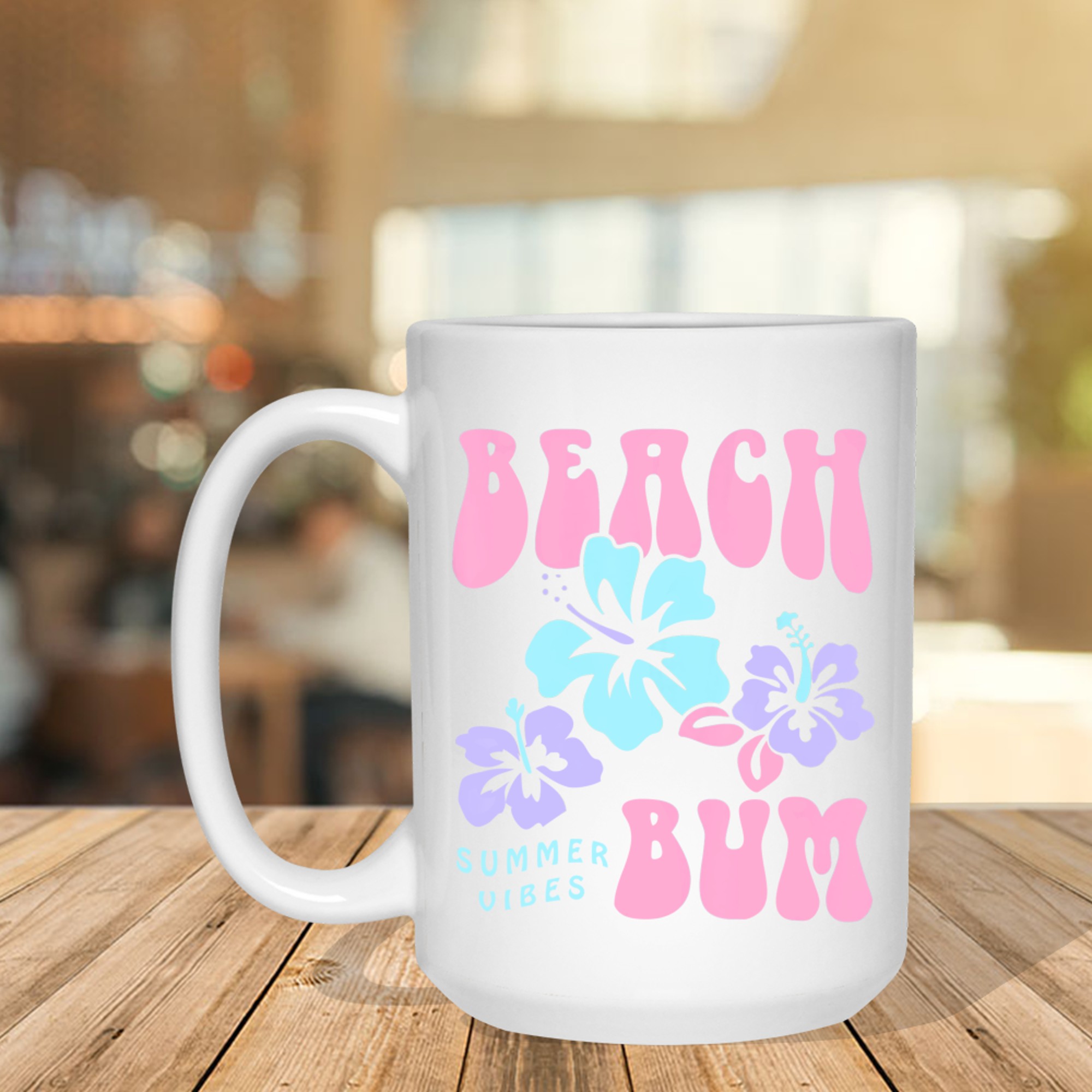 Beach Bum Summer Vibes Coconut Girl Pastel Graphic Trendy Y2k 90s Retro Mug