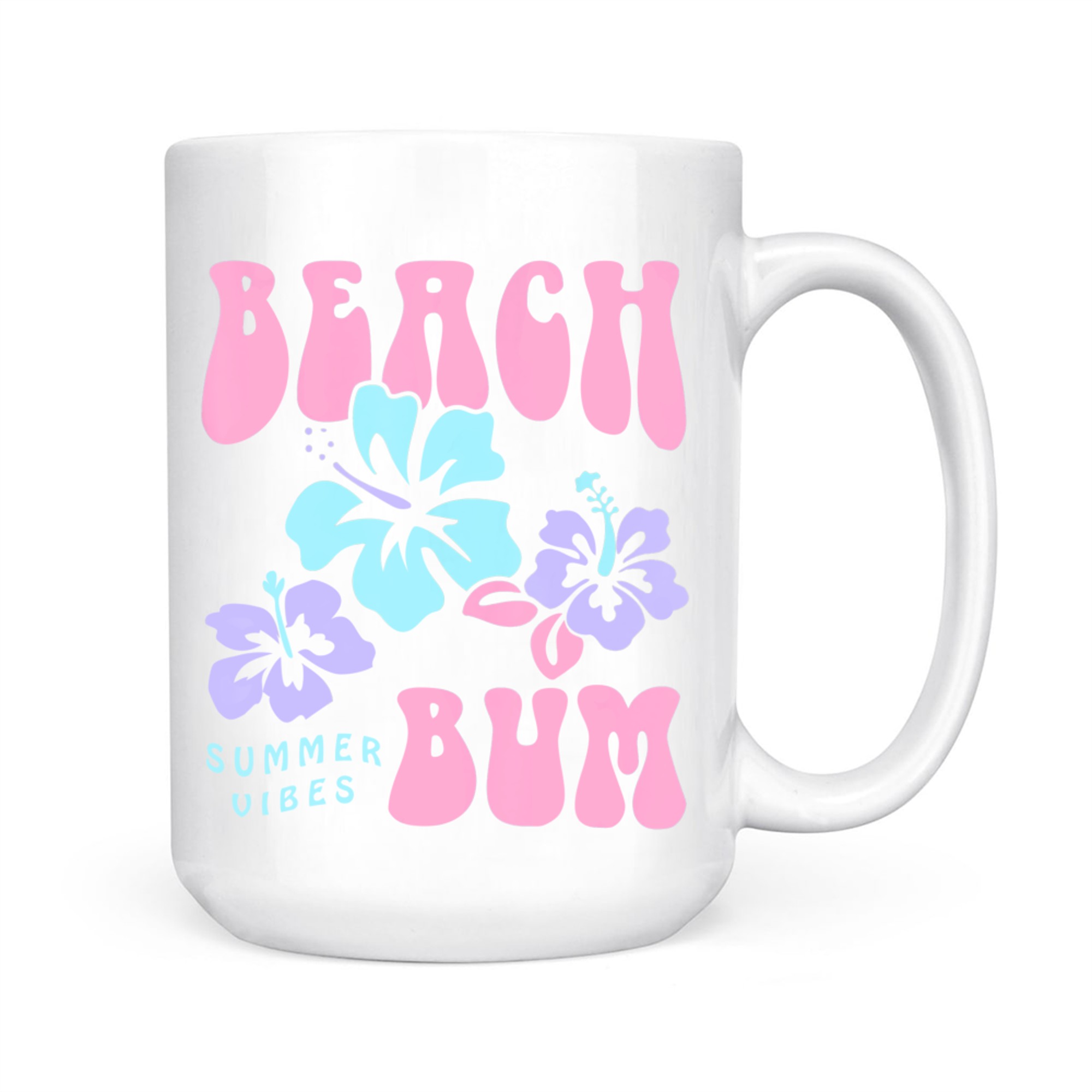 Beach Bum Summer Vibes Coconut Girl Pastel Graphic Trendy Y2k 90s Retro Mug