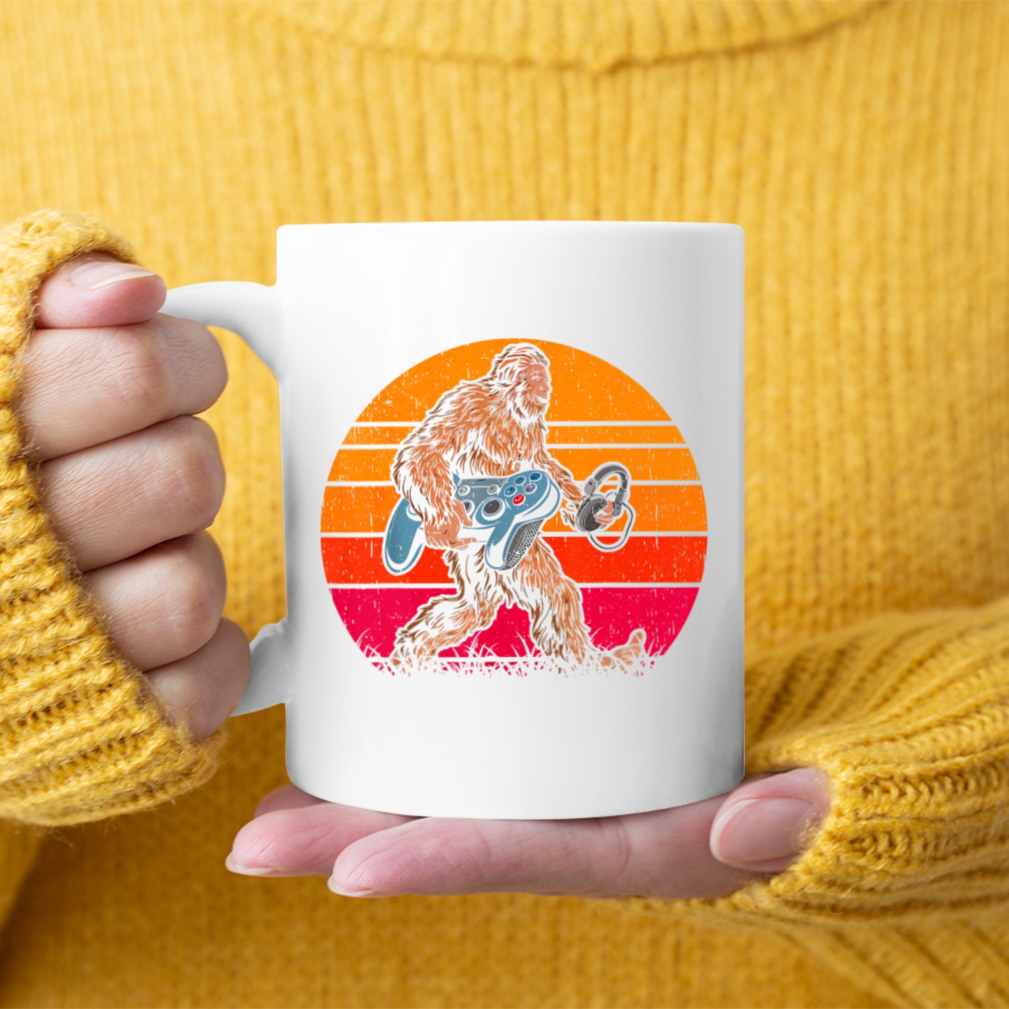 Bigfoot Sasquatch Gamer Retro Gaming Mug