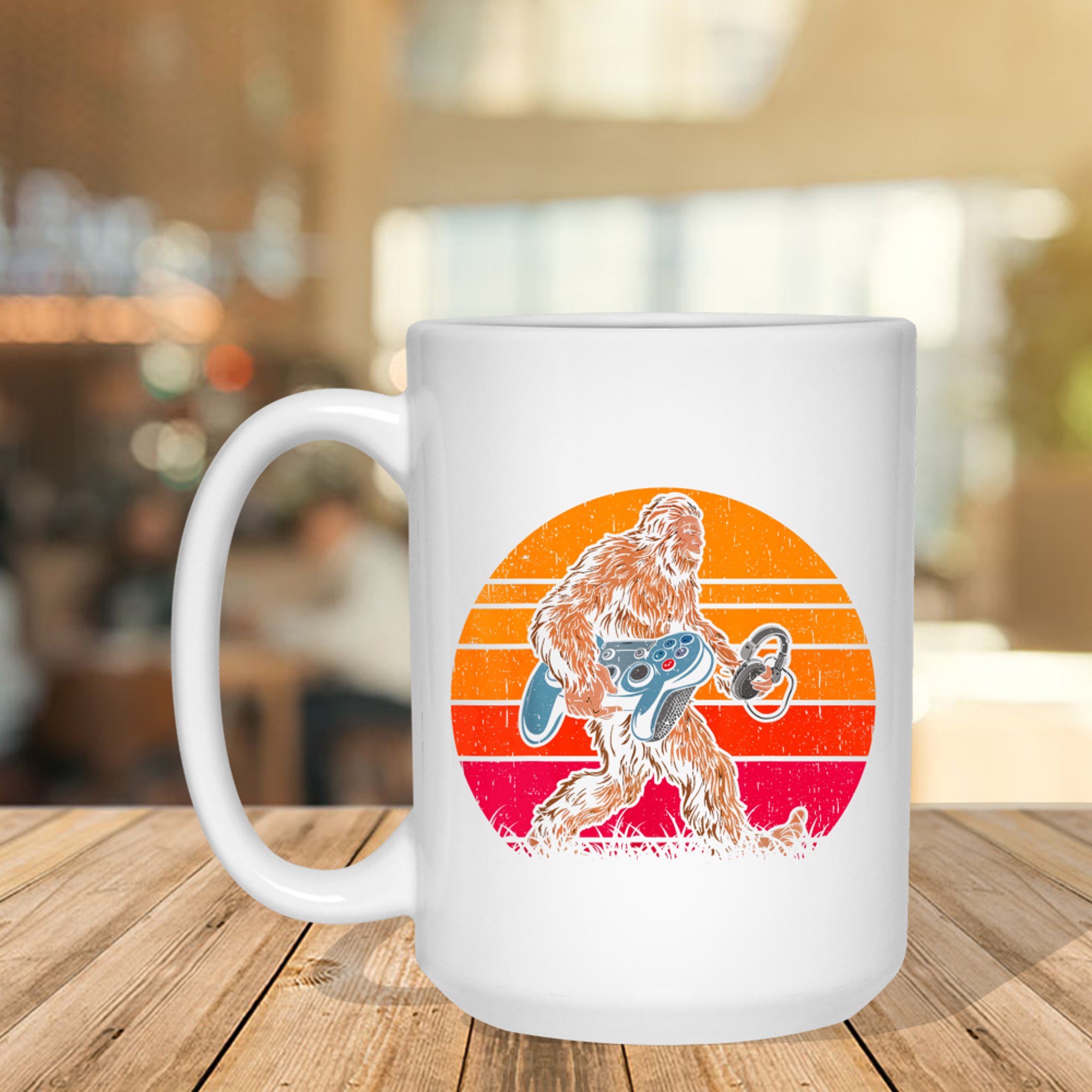 Bigfoot Sasquatch Gamer Retro Gaming Mug