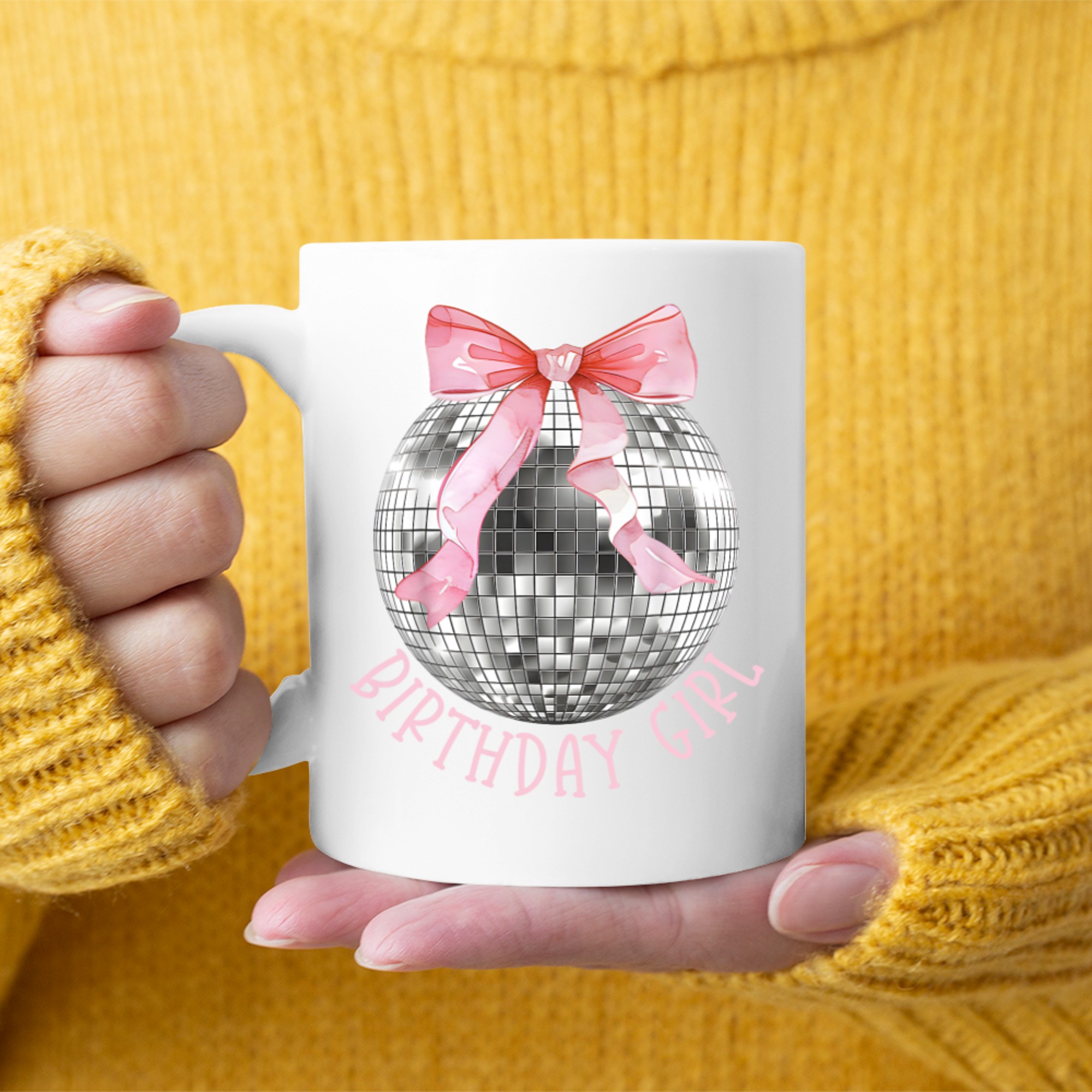 Birthday Girl Bow Disco Ball Funny Birthday Party Mug