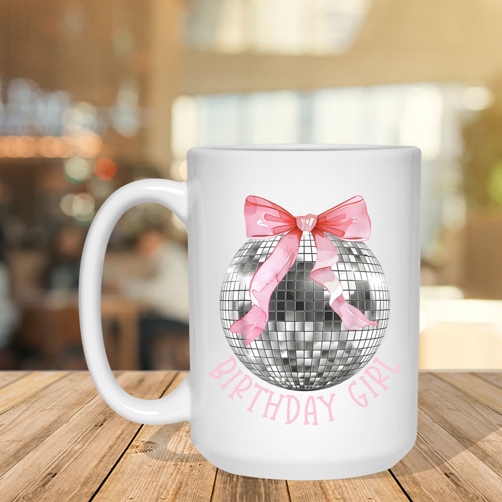 Birthday Girl Bow Disco Ball Funny Birthday Party Mug