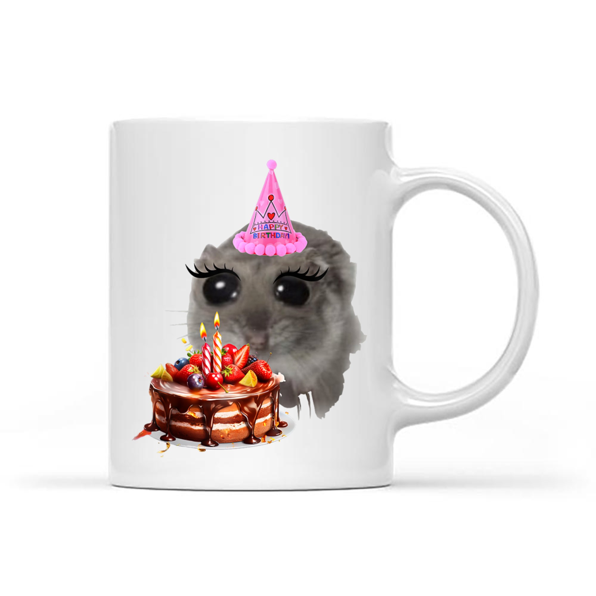 Birthday Sad Hamster Viral Social Media Meme Girly Hamster Mug