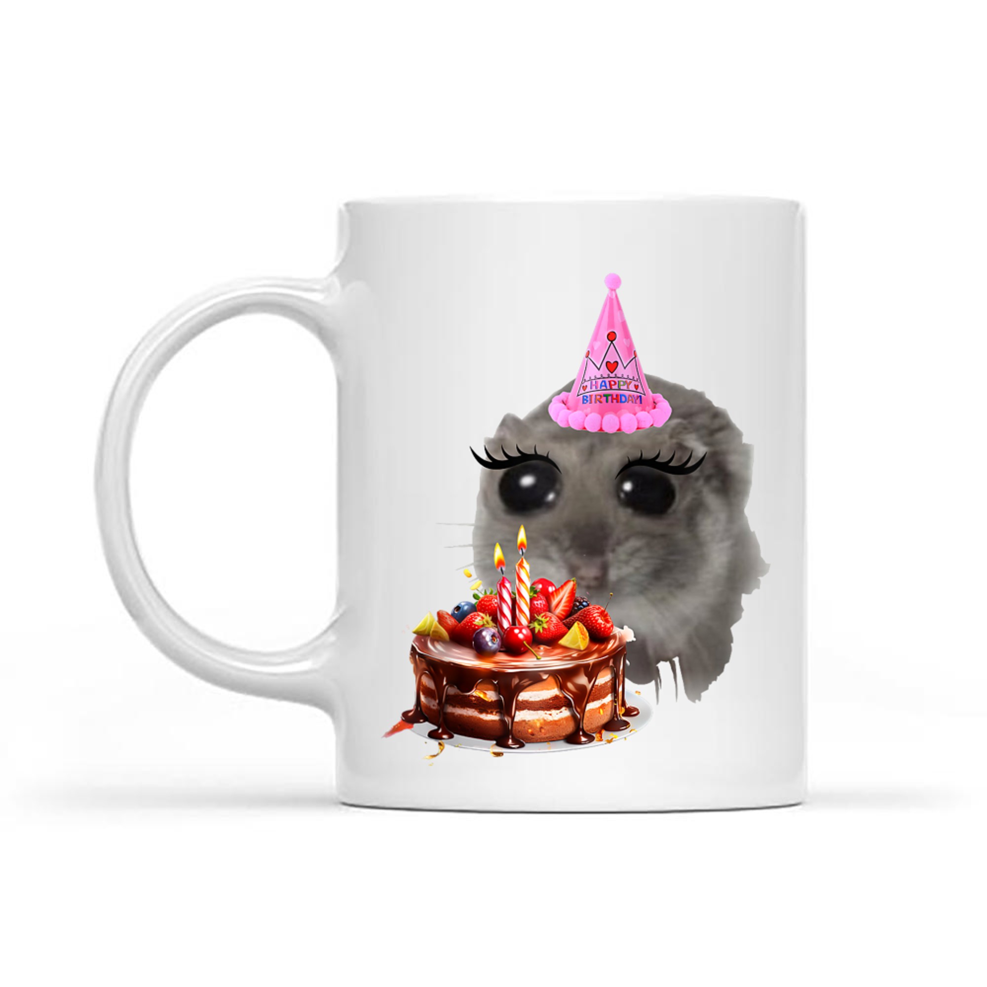 Birthday Sad Hamster Viral Social Media Meme Girly Hamster Mug
