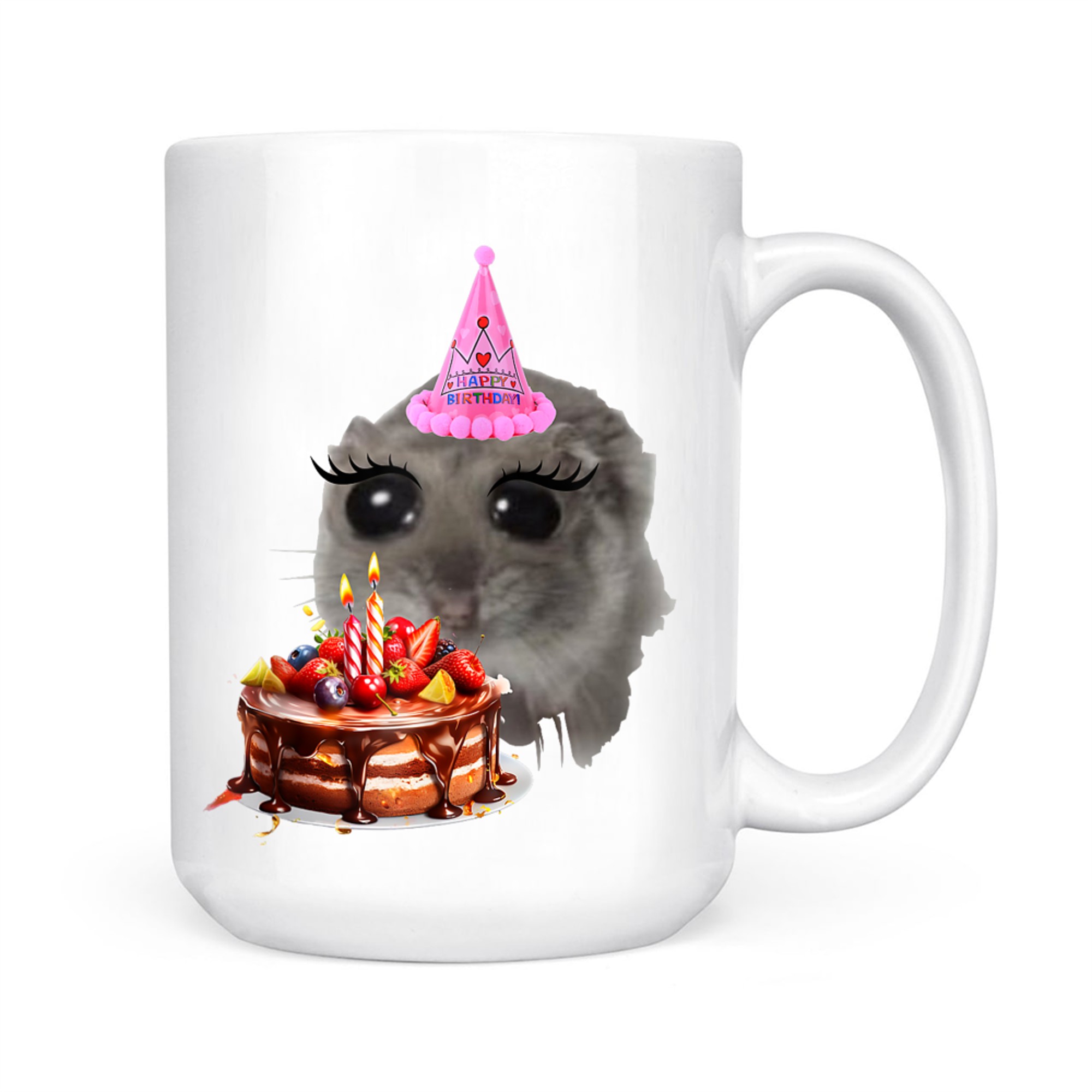 Birthday Sad Hamster Viral Social Media Meme Girly Hamster Mug