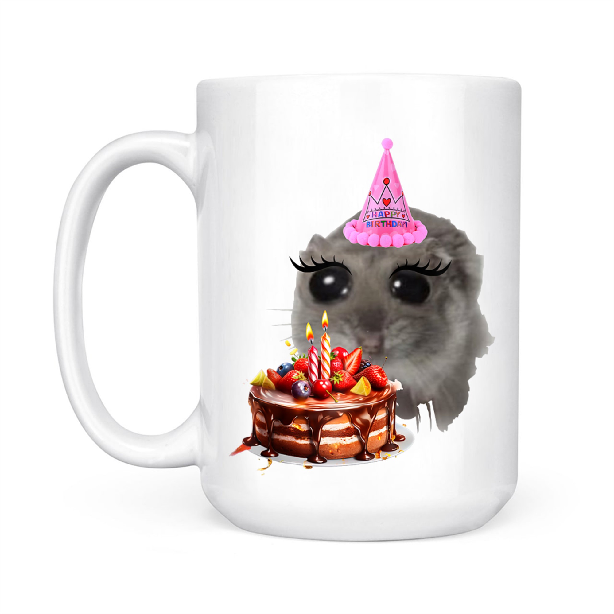 Birthday Sad Hamster Viral Social Media Meme Girly Hamster Mug