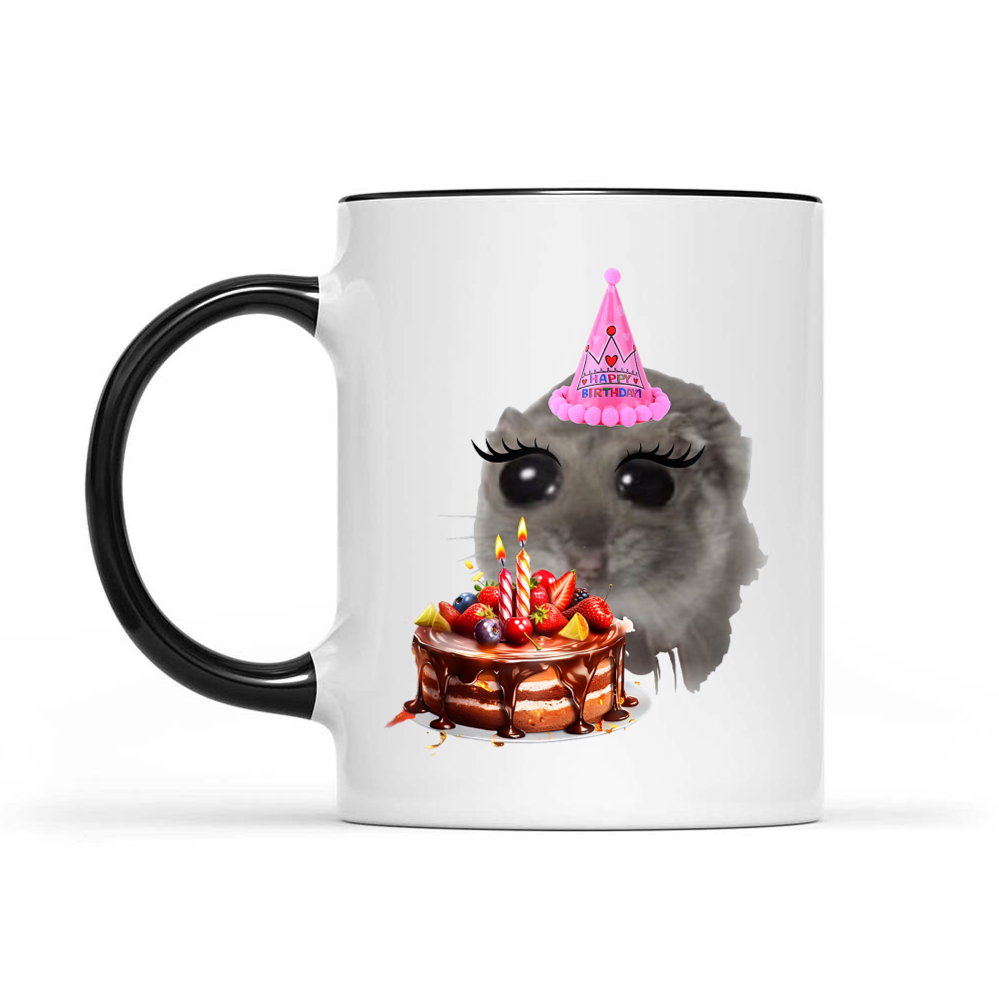 Birthday Sad Hamster Viral Social Media Meme Girly Hamster Mug