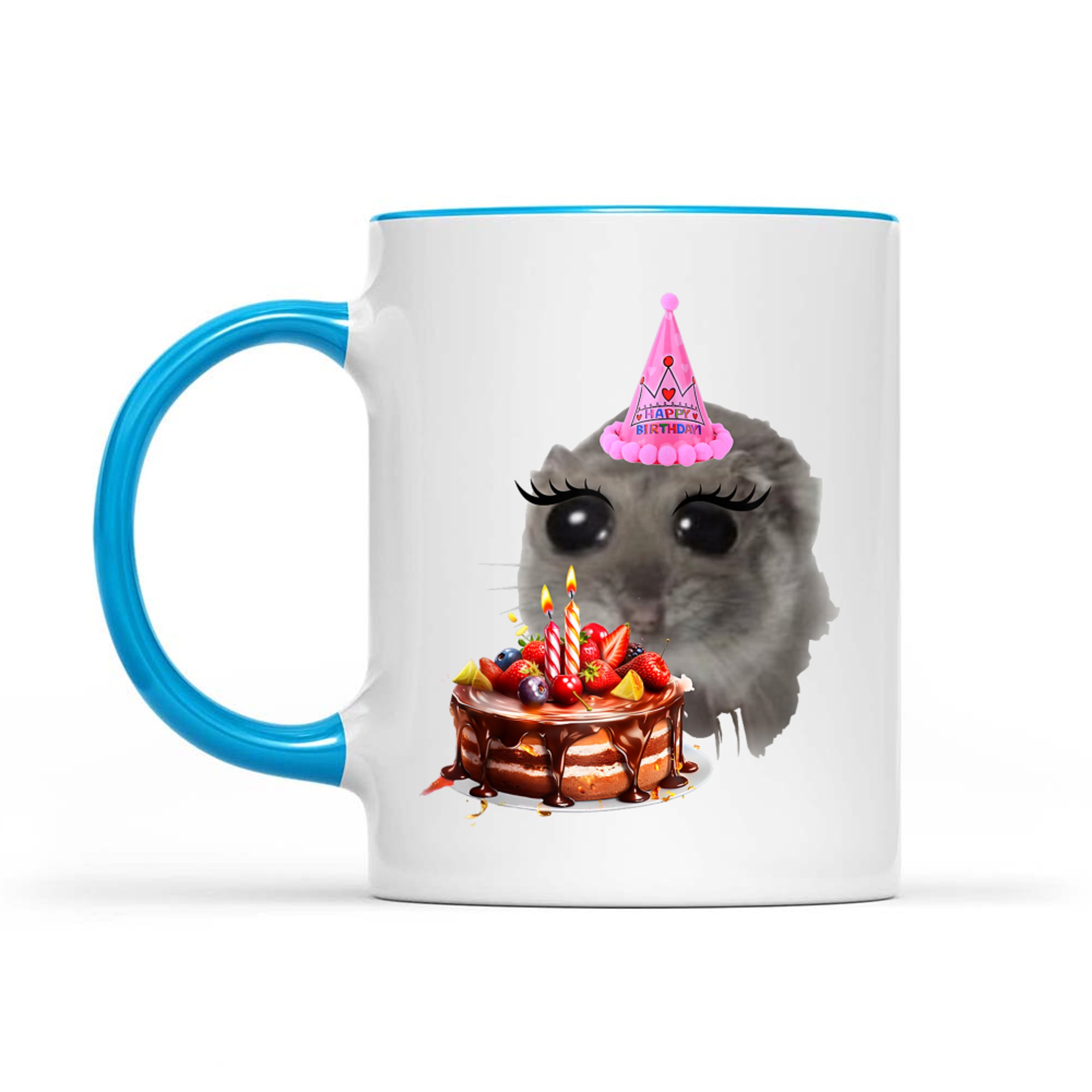 Birthday Sad Hamster Viral Social Media Meme Girly Hamster Mug
