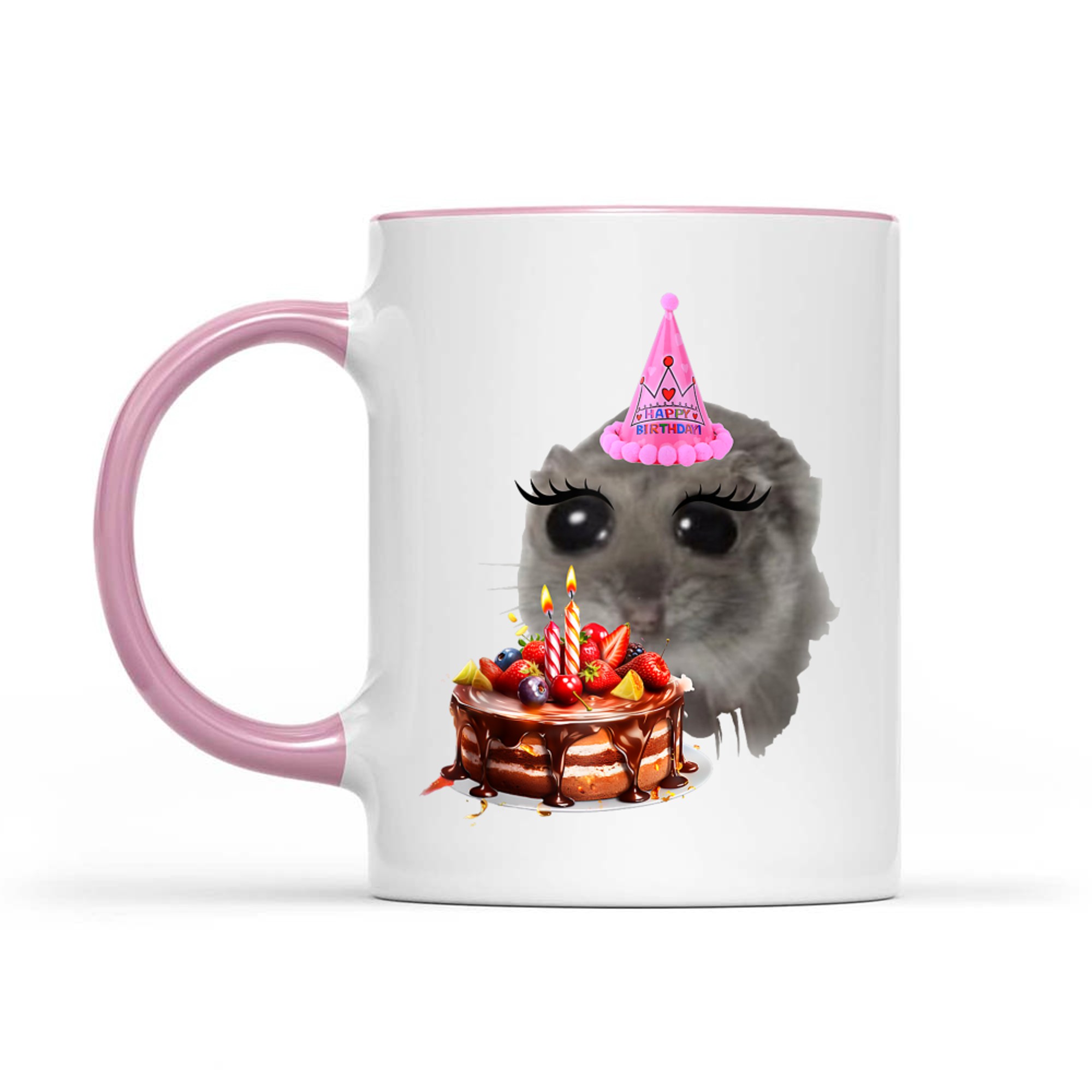 Birthday Sad Hamster Viral Social Media Meme Girly Hamster Mug