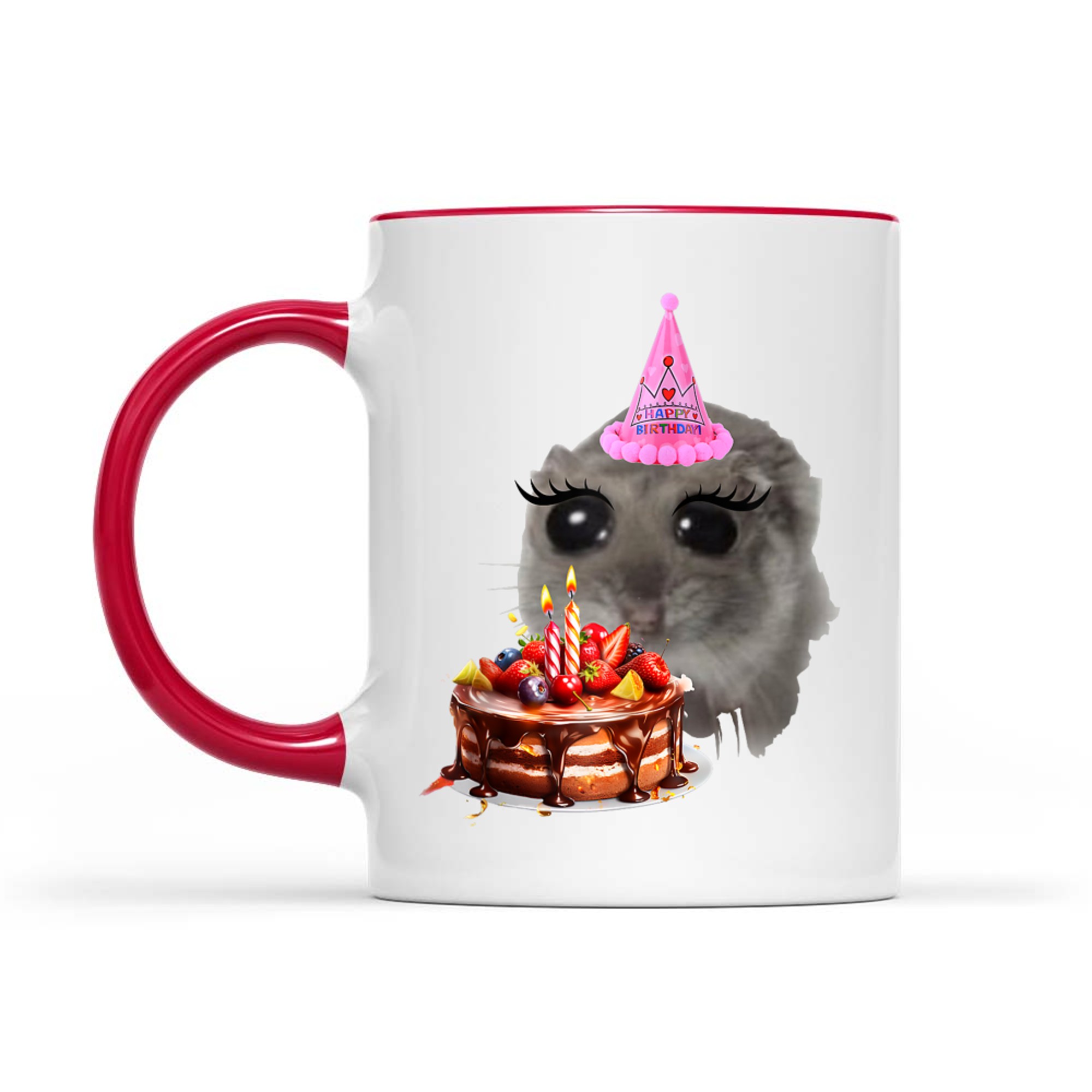 Birthday Sad Hamster Viral Social Media Meme Girly Hamster Mug