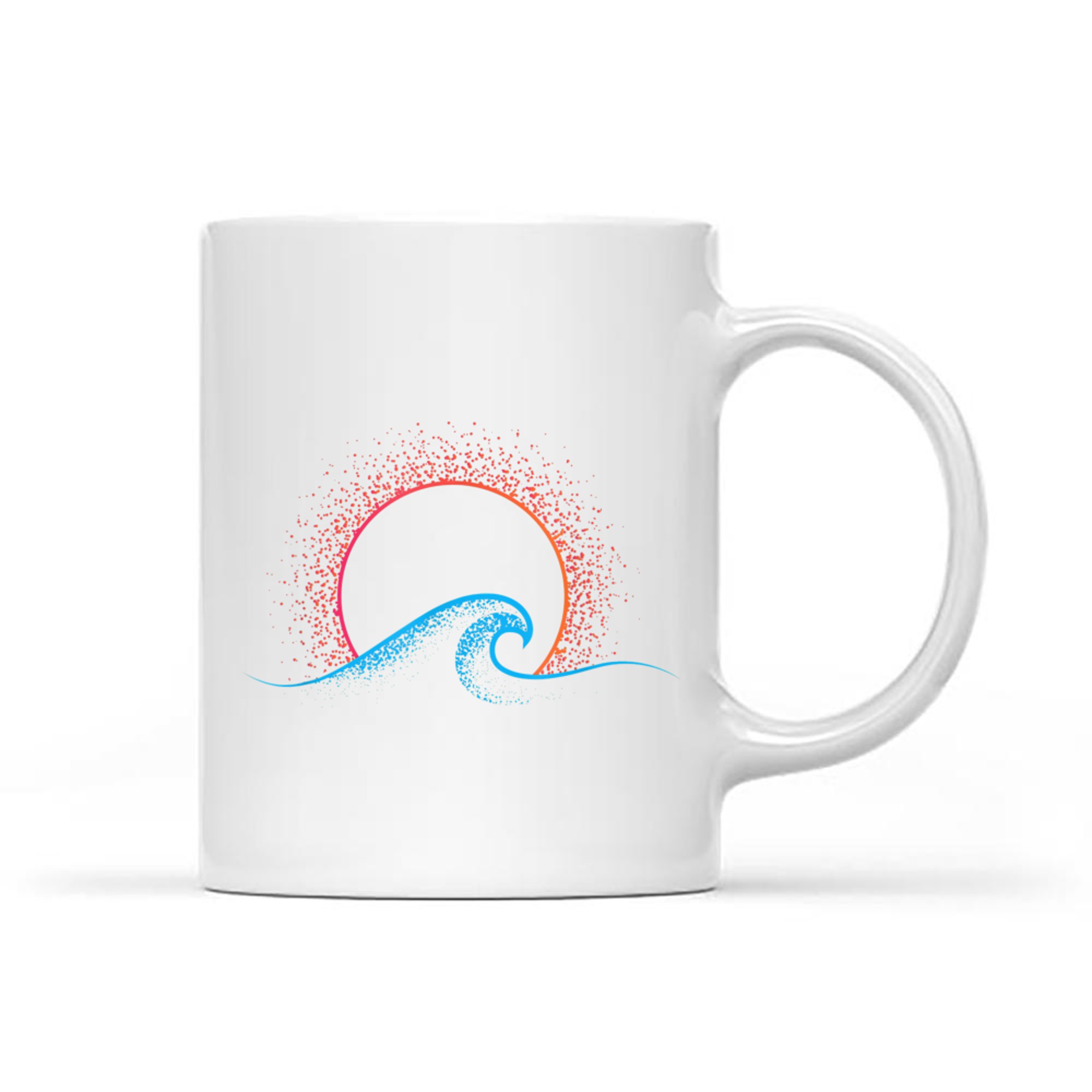 Boho Minimalist Sun Ocean Wave Art Summer Themed Mug