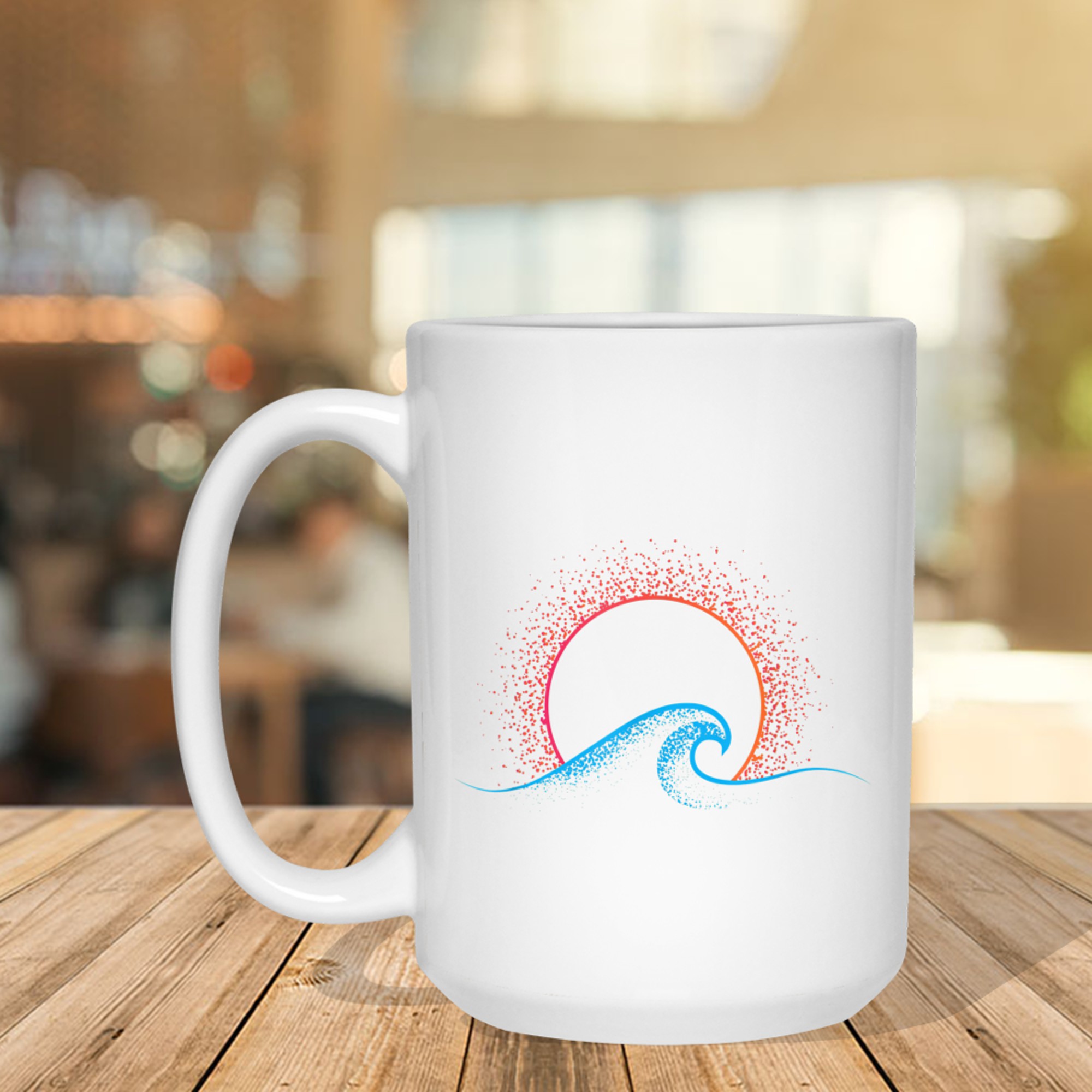 Boho Minimalist Sun Ocean Wave Art Summer Themed Mug