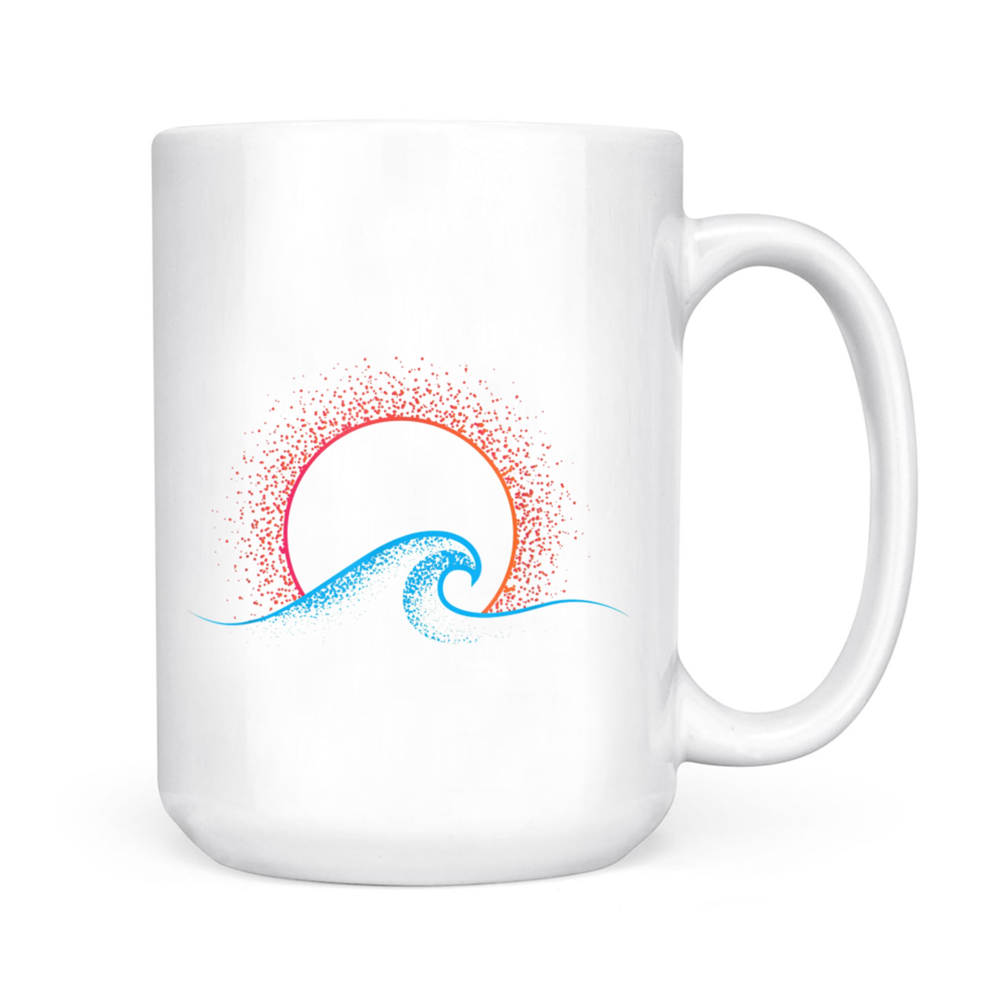 Boho Minimalist Sun Ocean Wave Art Summer Themed Mug