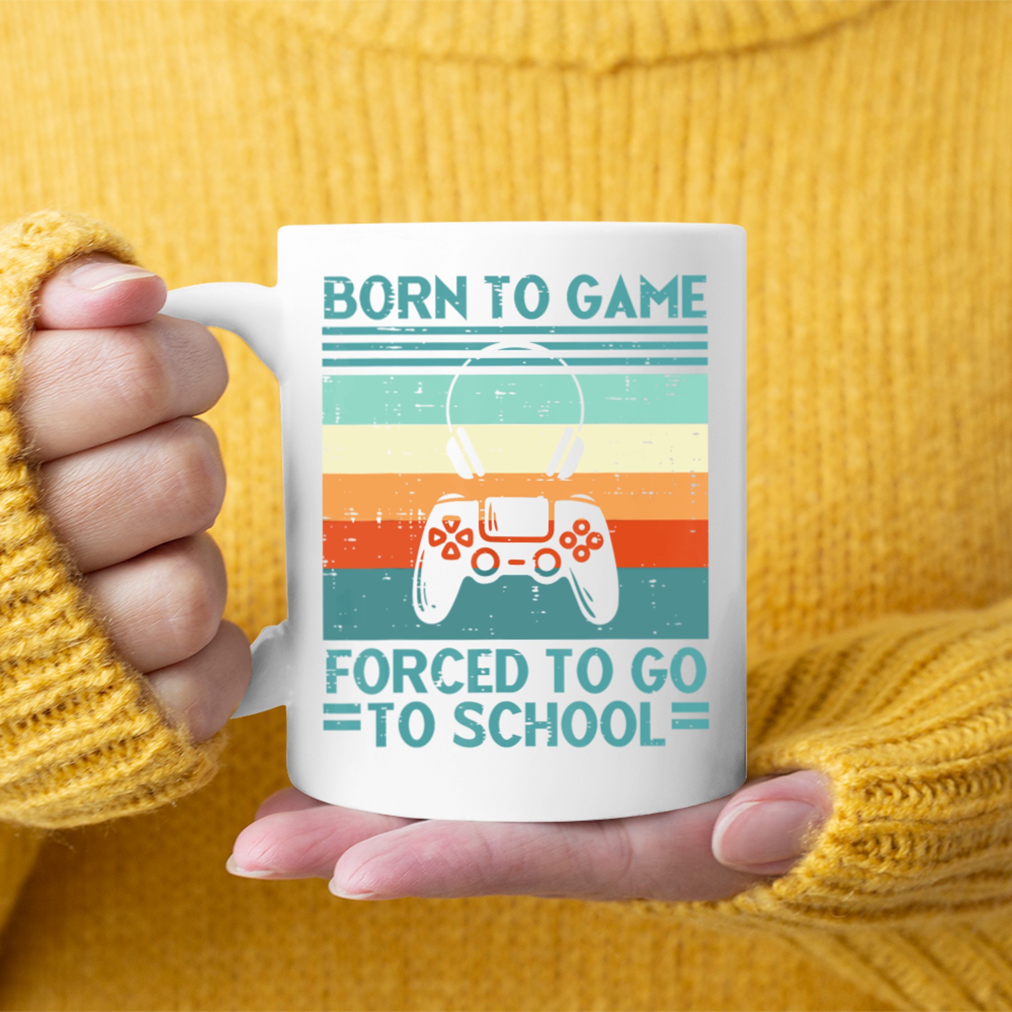 Born To Game Forced School Retro Gamer Mug