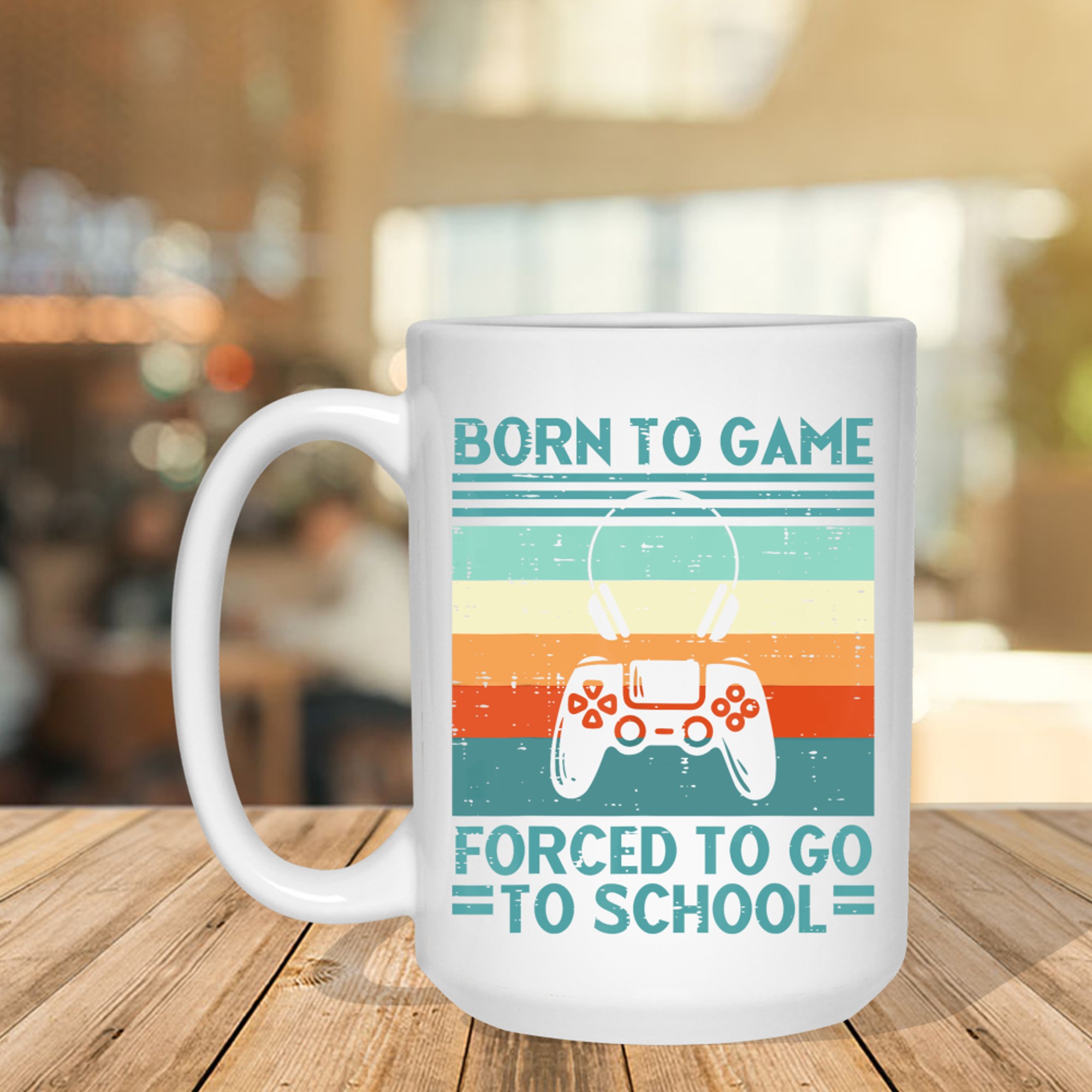 Born To Game Forced School Retro Gamer Mug