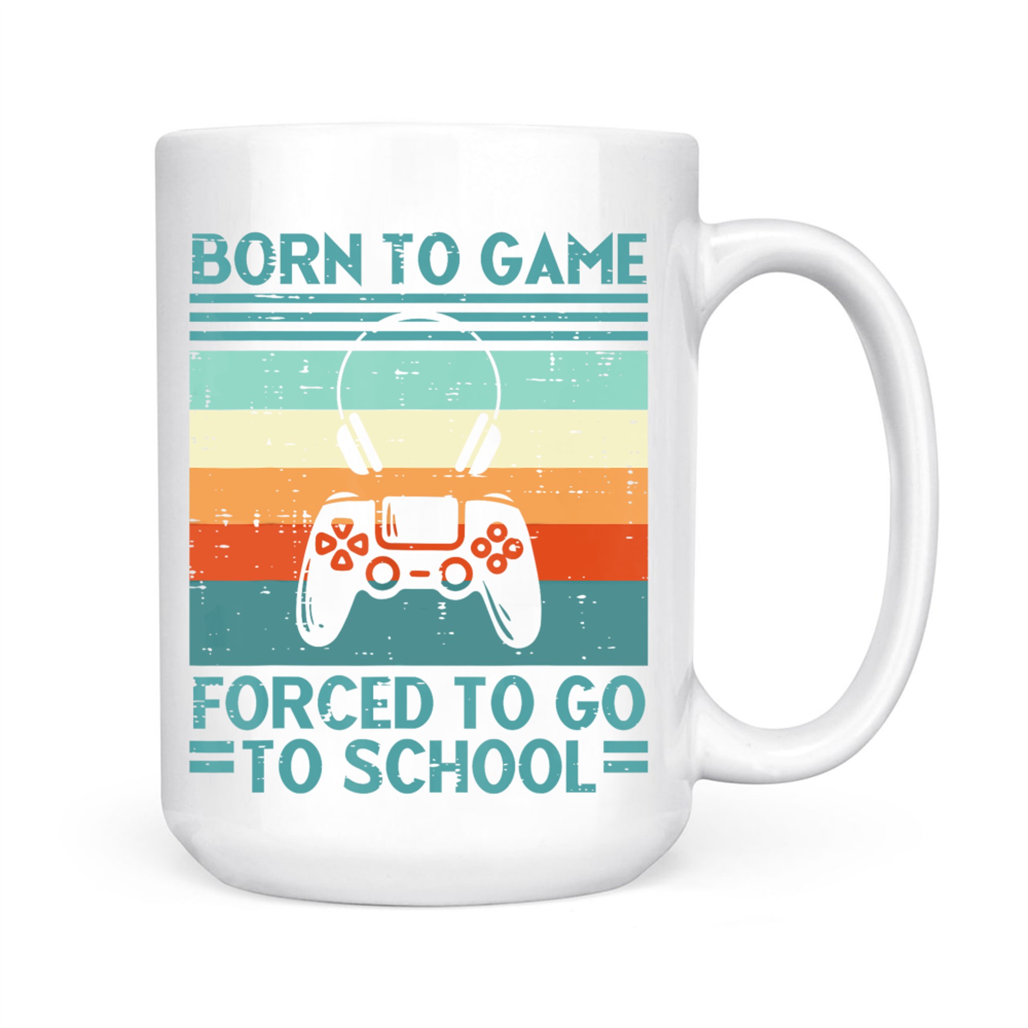 Born To Game Forced School Retro Gamer Mug