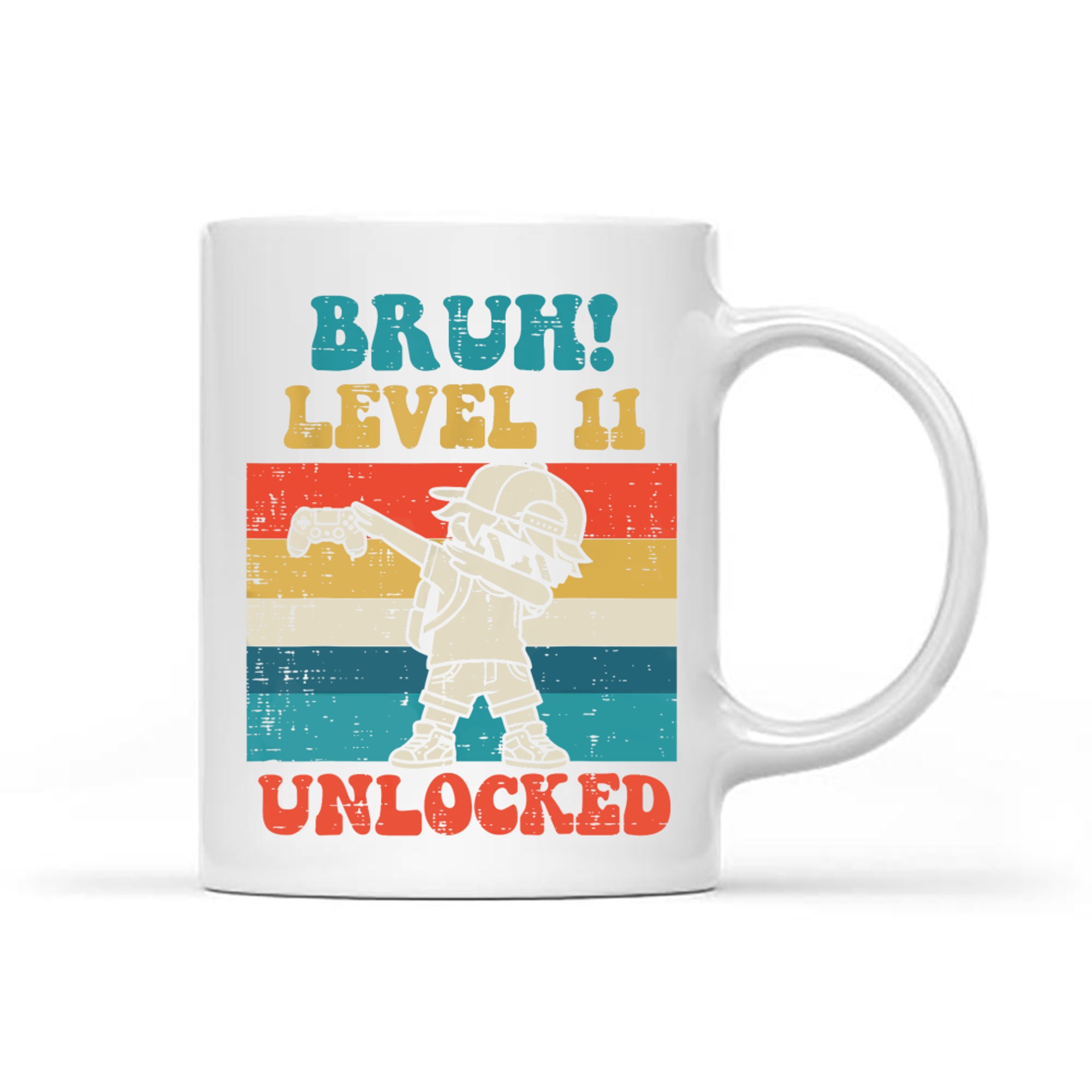 Bruh Level Unlocked Gamer Dab Retro 11th Birthday Boys Mug