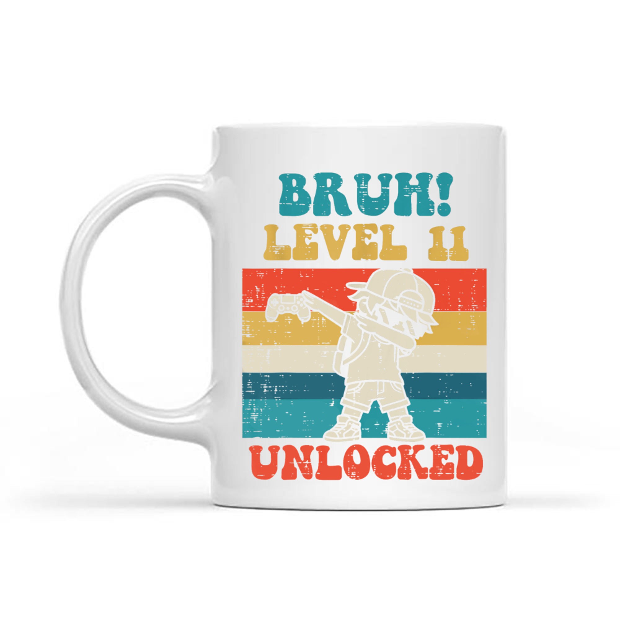 Bruh Level Unlocked Gamer Dab Retro 11th Birthday Boys Mug