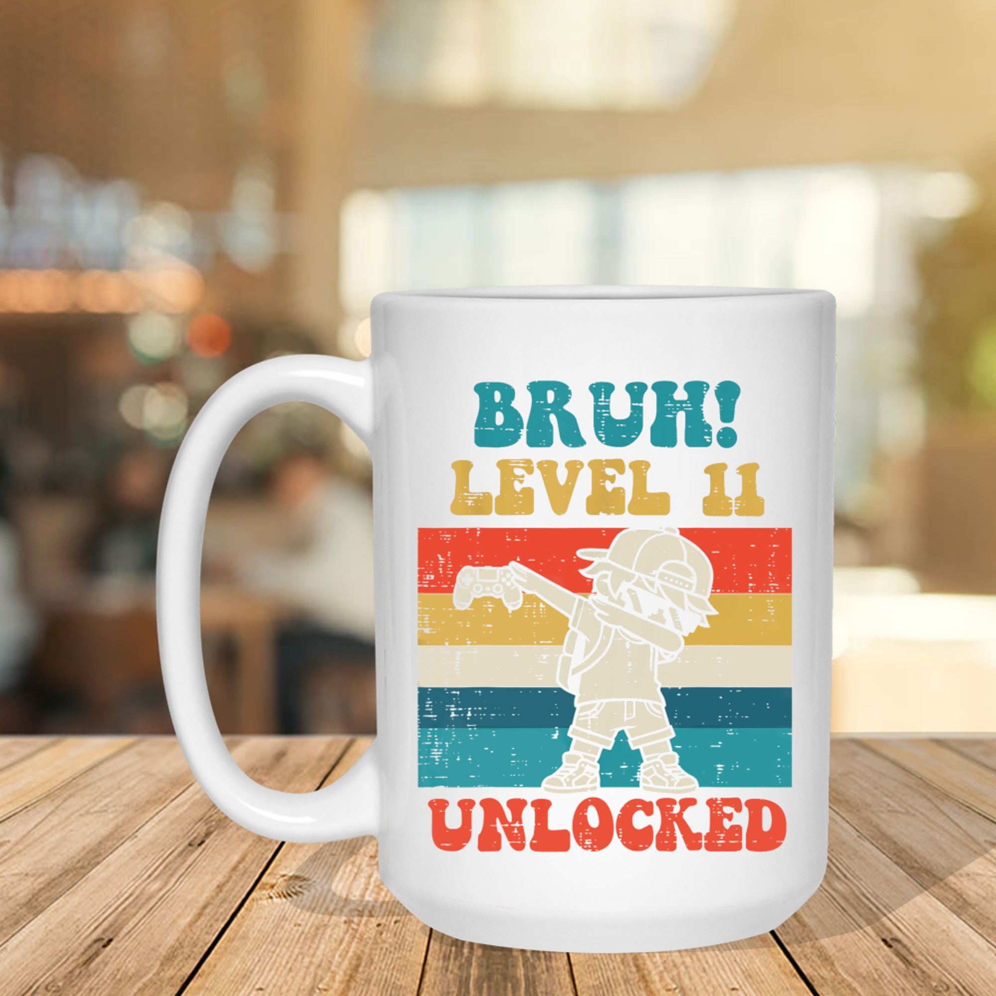 Bruh Level Unlocked Gamer Dab Retro 11th Birthday Boys Mug