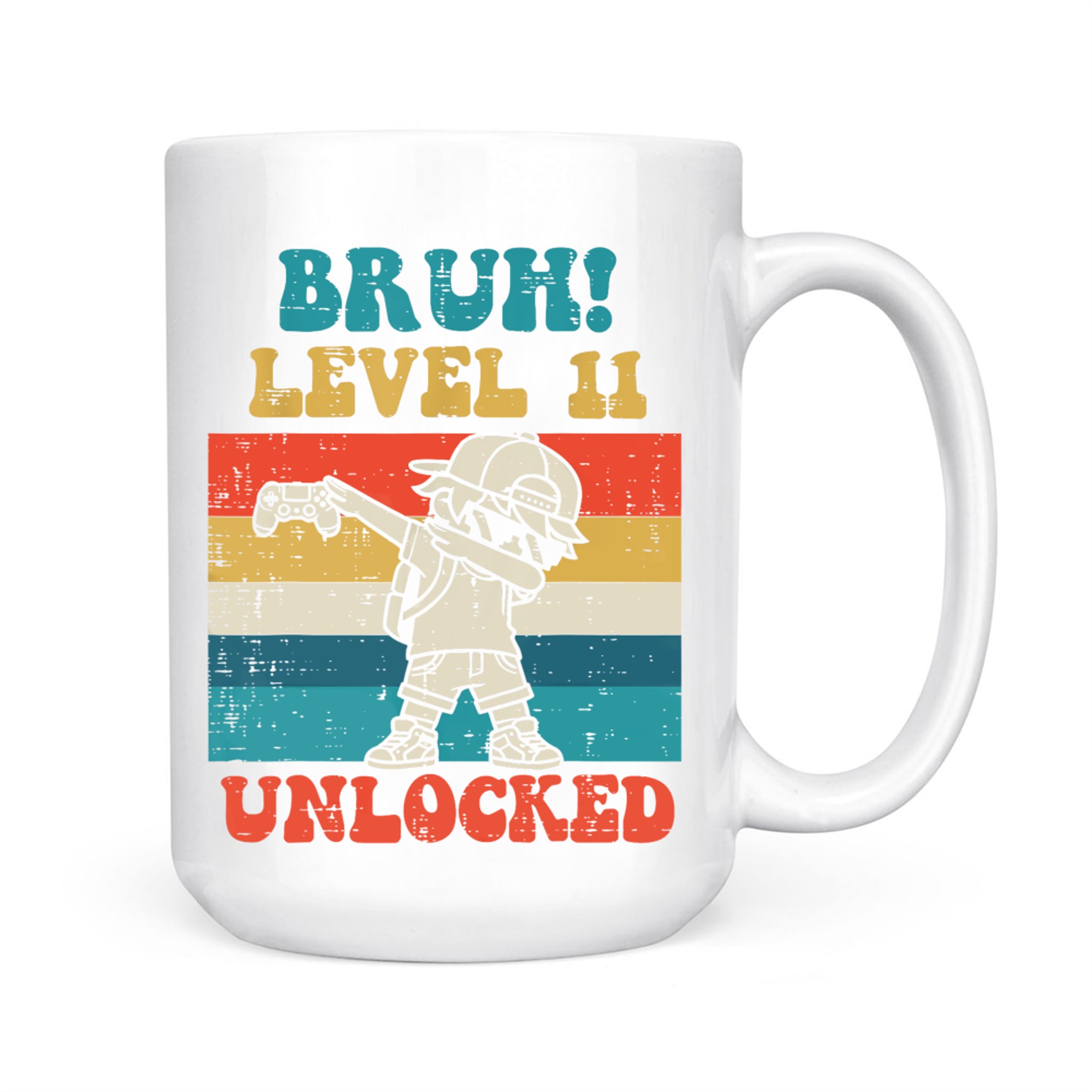 Bruh Level Unlocked Gamer Dab Retro 11th Birthday Boys Mug