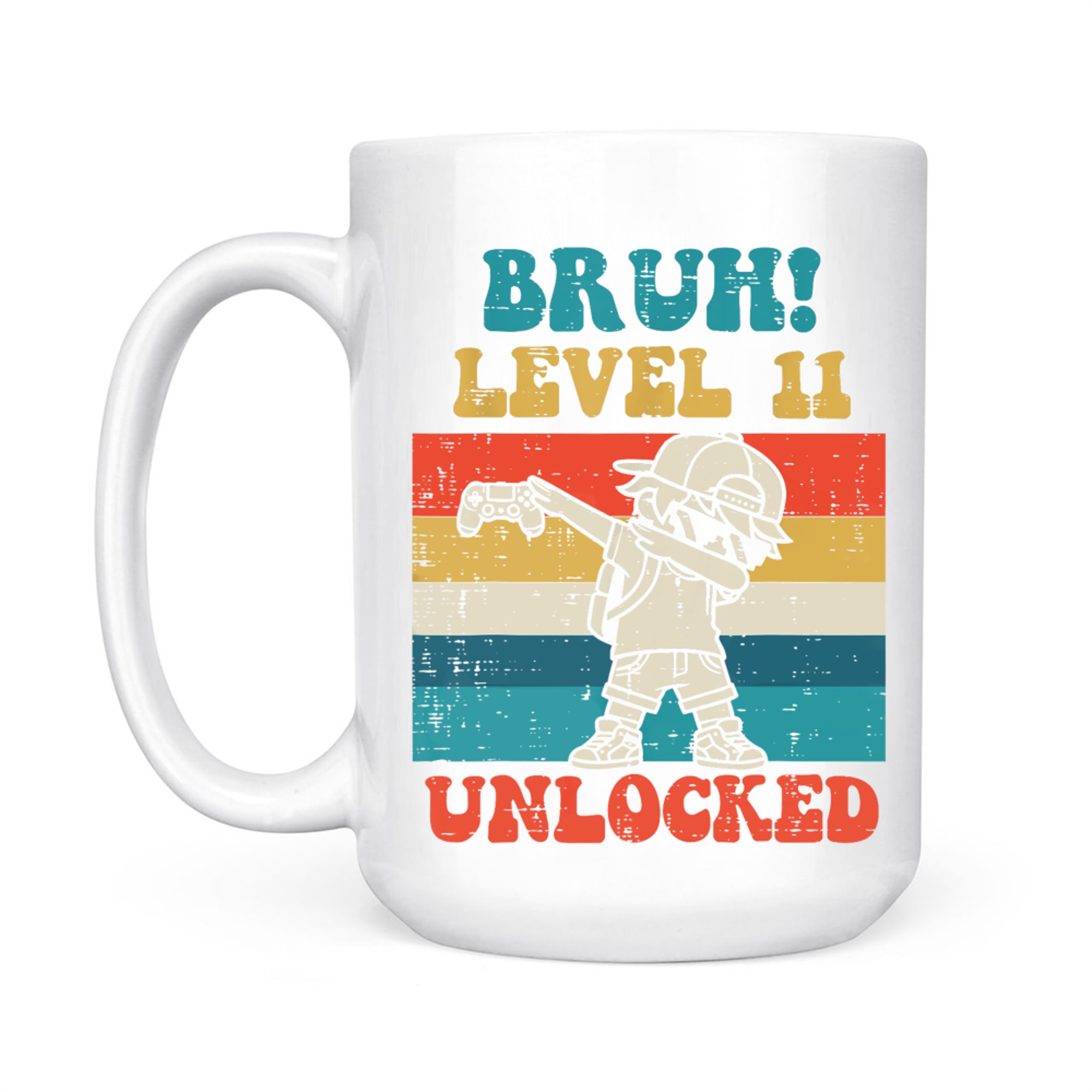 Bruh Level Unlocked Gamer Dab Retro 11th Birthday Boys Mug