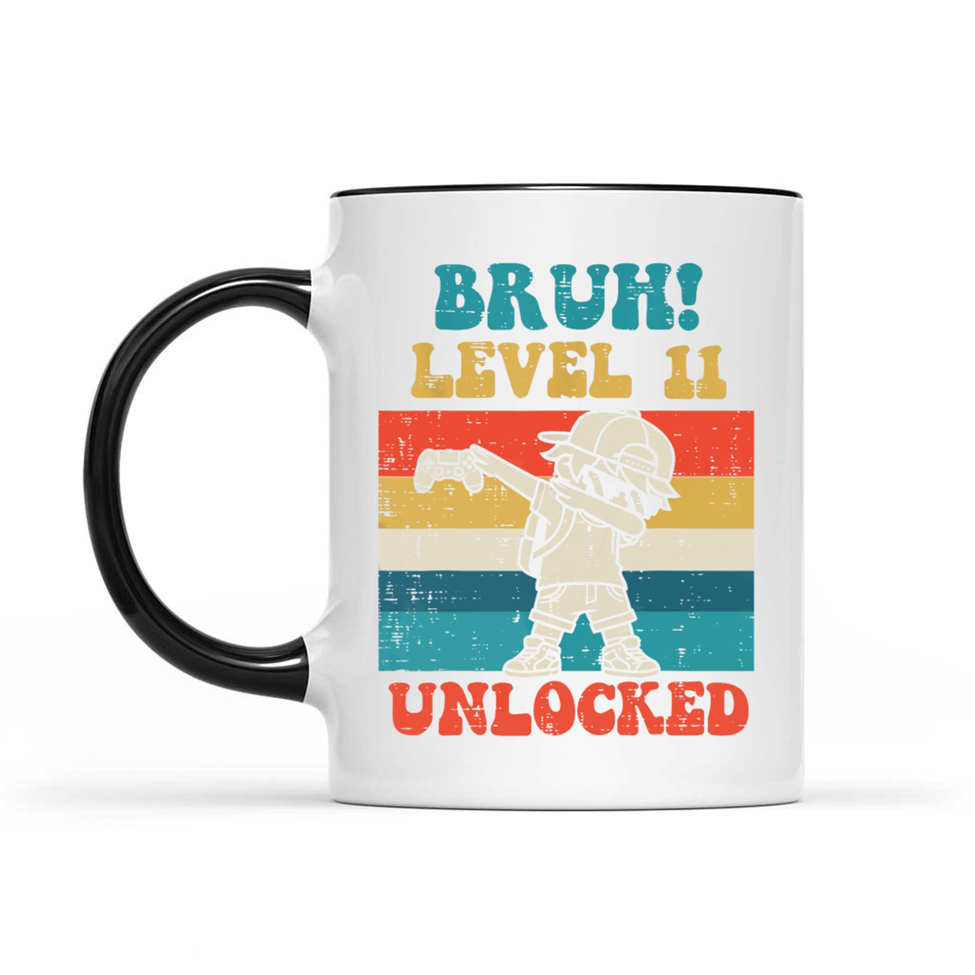 Bruh Level Unlocked Gamer Dab Retro 11th Birthday Boys Mug