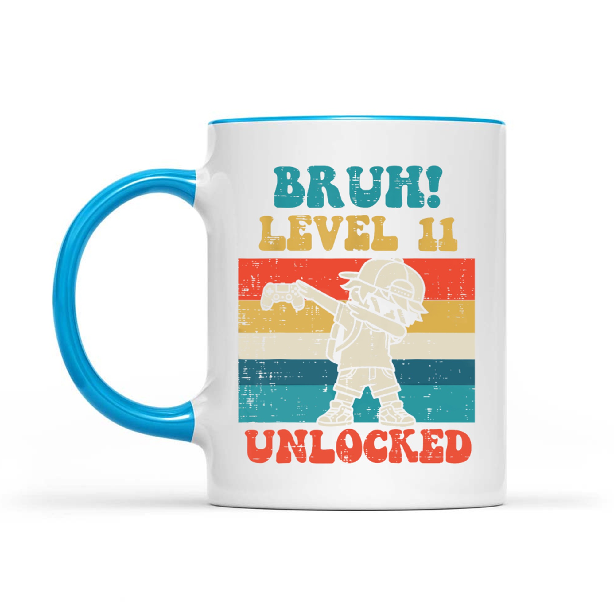 Bruh Level Unlocked Gamer Dab Retro 11th Birthday Boys Mug