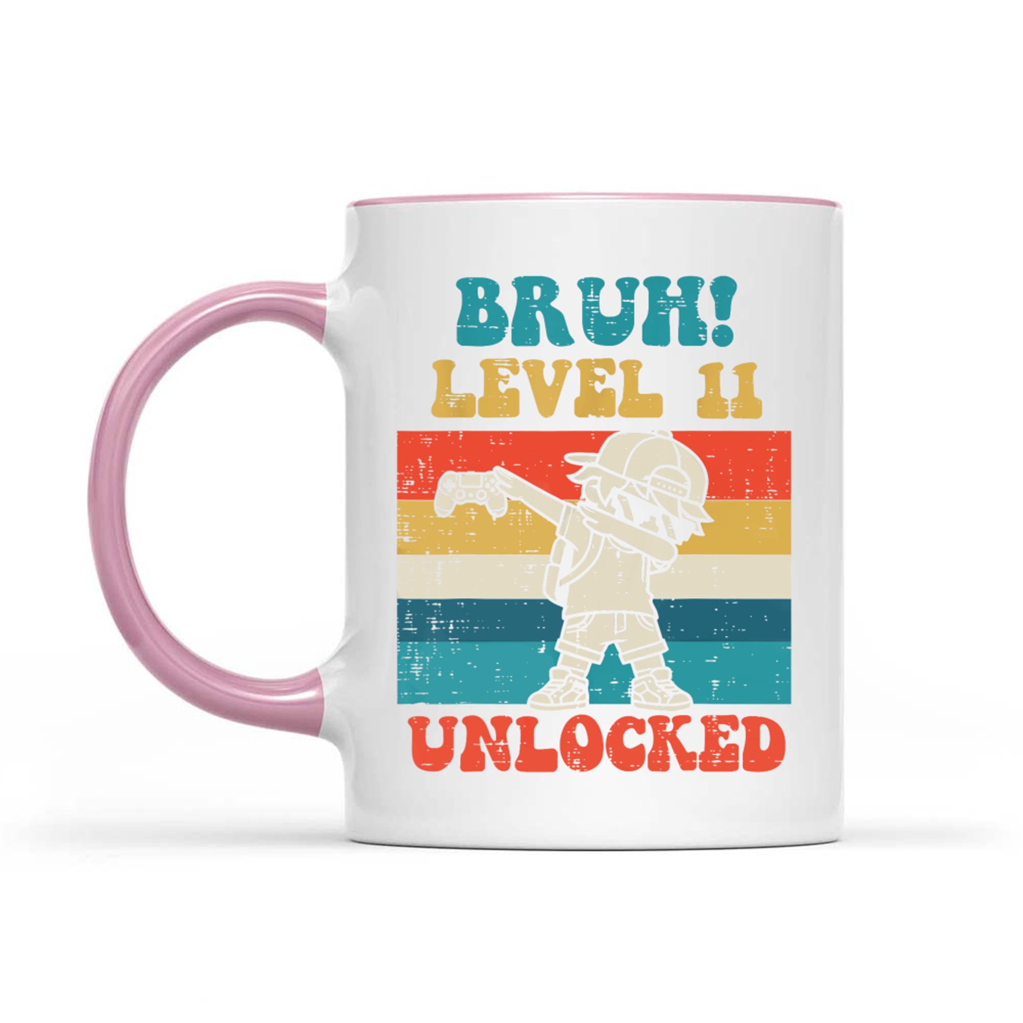 Bruh Level Unlocked Gamer Dab Retro 11th Birthday Boys Mug