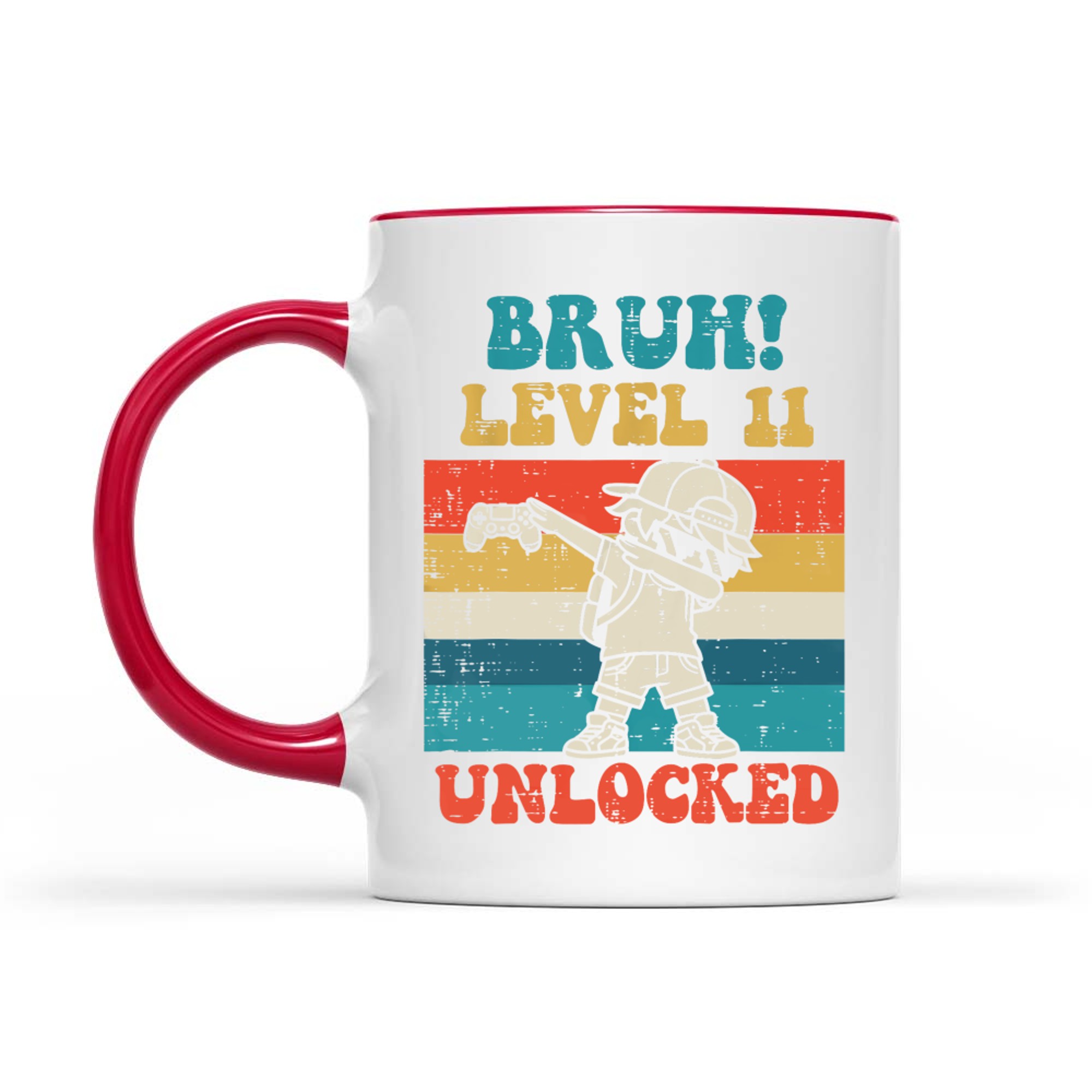 Bruh Level Unlocked Gamer Dab Retro 11th Birthday Boys Mug